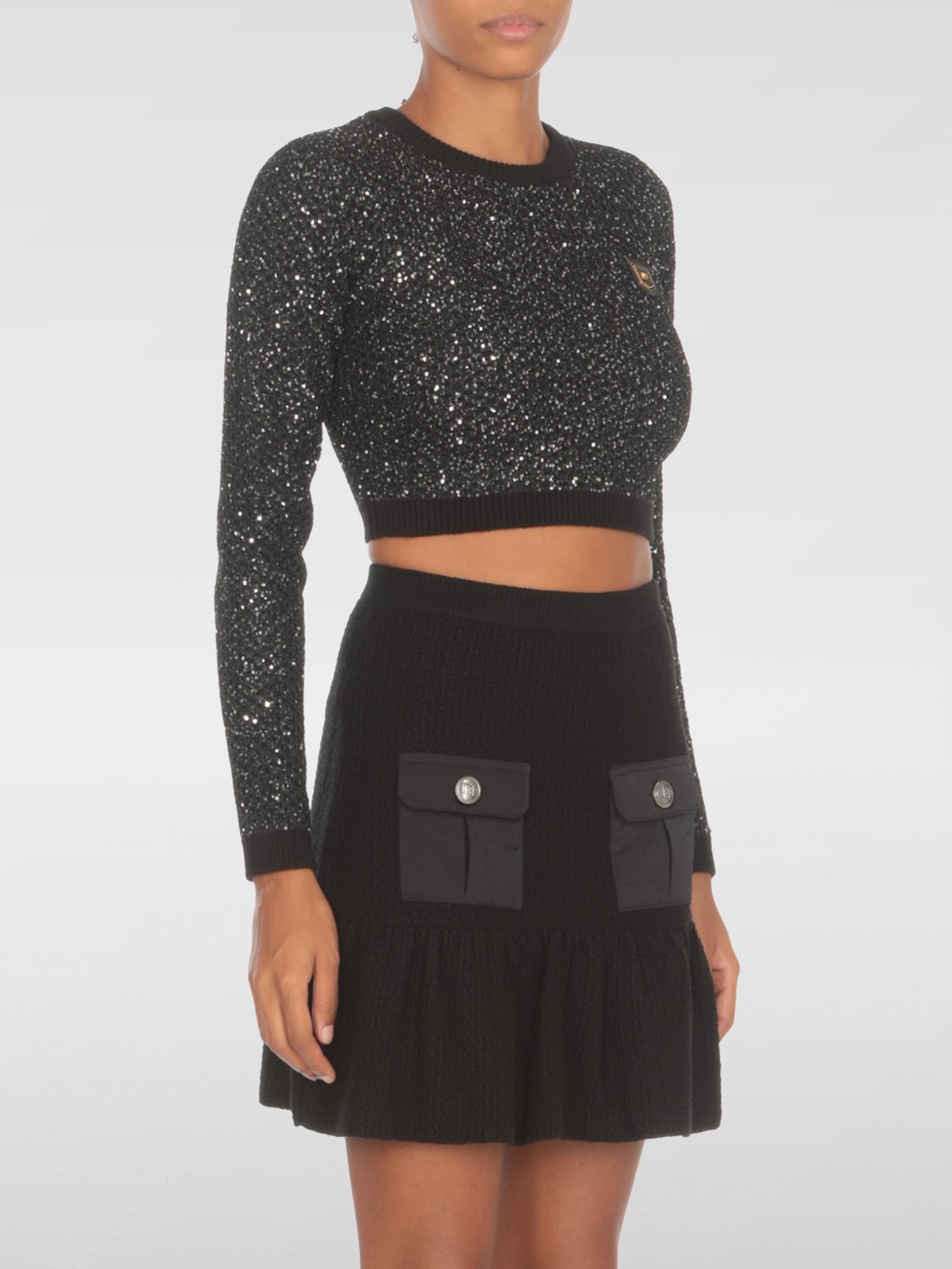 Giglio Maglia crop Elisabetta Franchi con paillettes