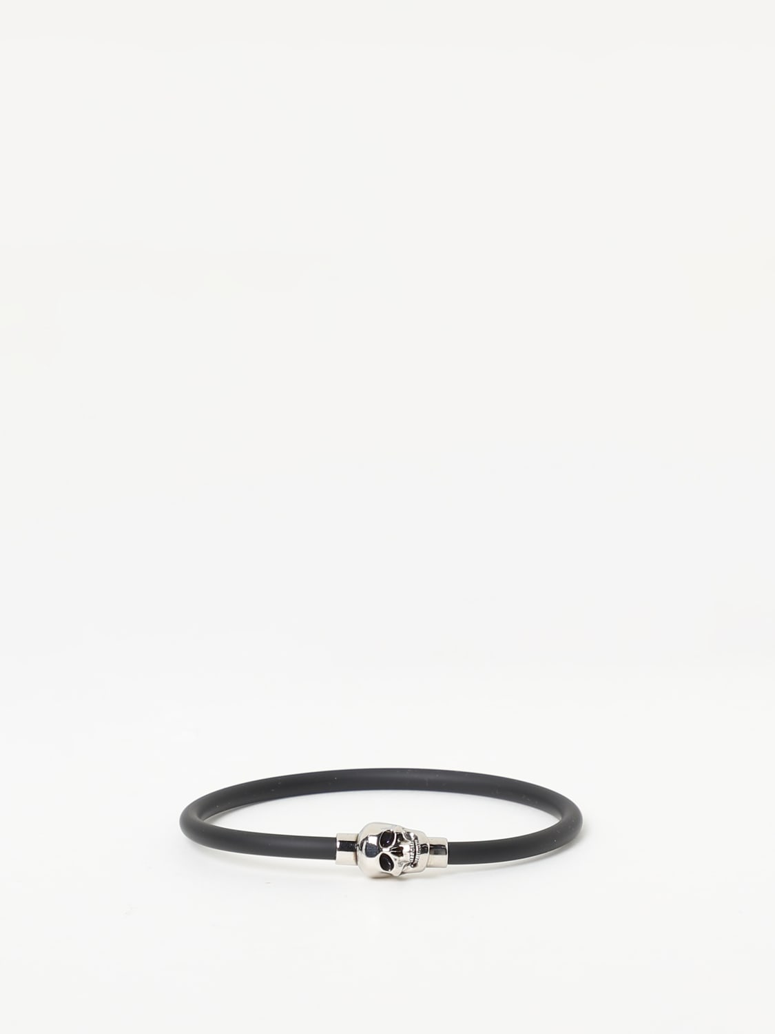 ALEXANDER MCQUEEN GIOIELLI: Bracciale Skull Alexander McQueen in caucciù ed ottone , Nero - Img 1