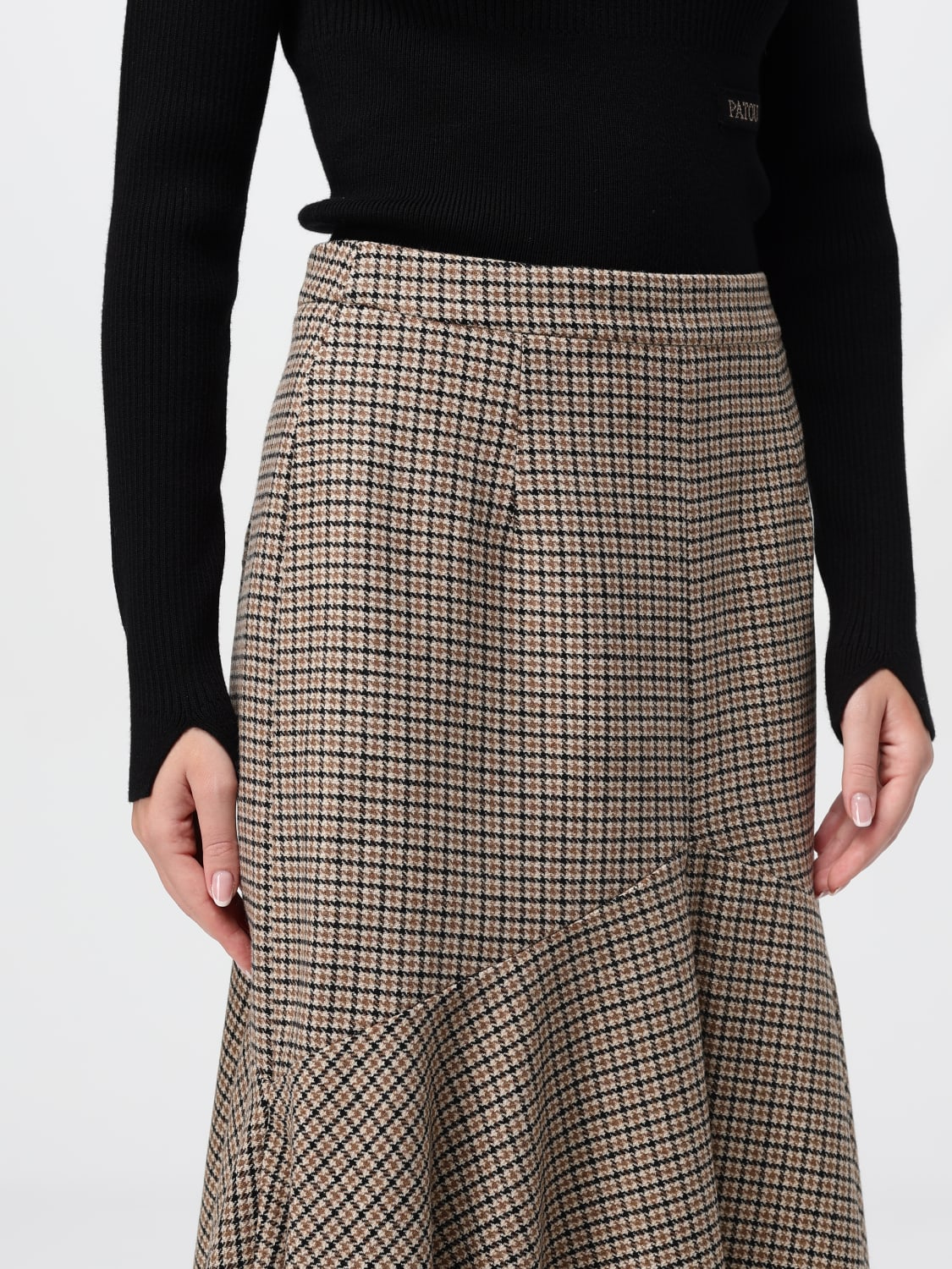 スカート PATOU Women Skirts SK0690189 115B Brown Patou organic-cotton Gabardine Midi Skirt | Brown | FARFETCH