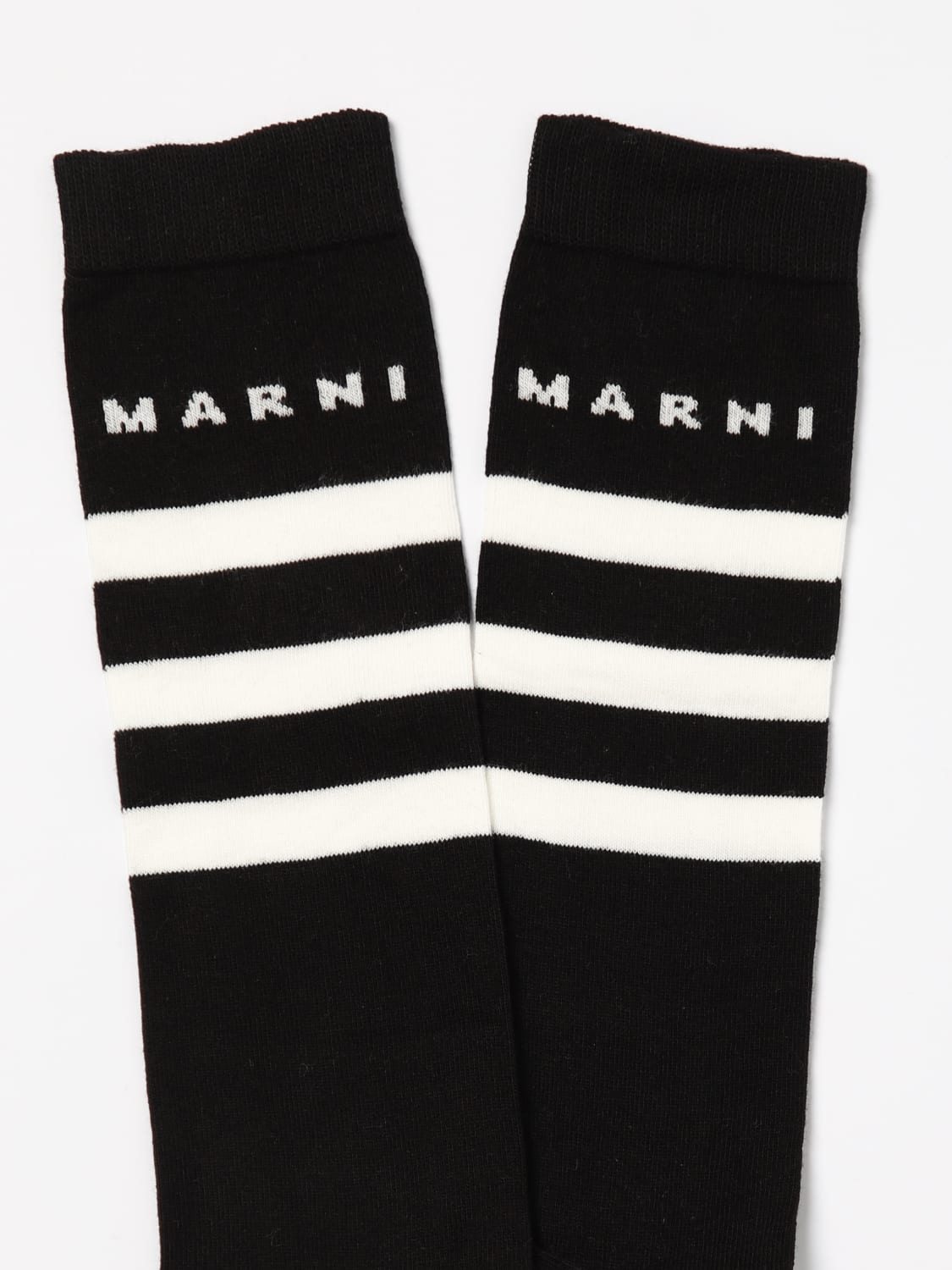 MARNI CALZE BEBÈ: Calze Marni in cotone stretch con logo jacquard, Nero - Img 2