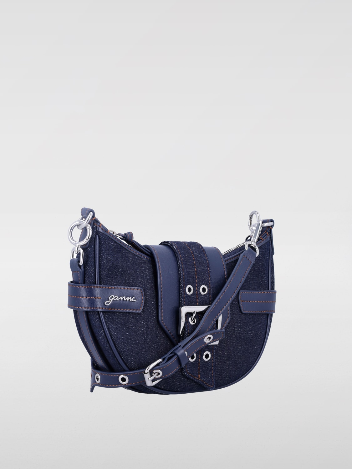 GANNI SHOULDER BAG: Handbag woman Ganni, Blue - Img 2