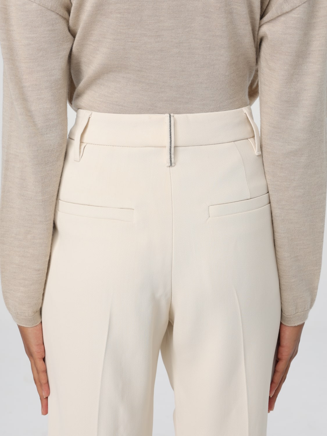 BRUNELLO CUCINELLI PANTS: Pants woman Brunello Cucinelli, Ivory - Img 4