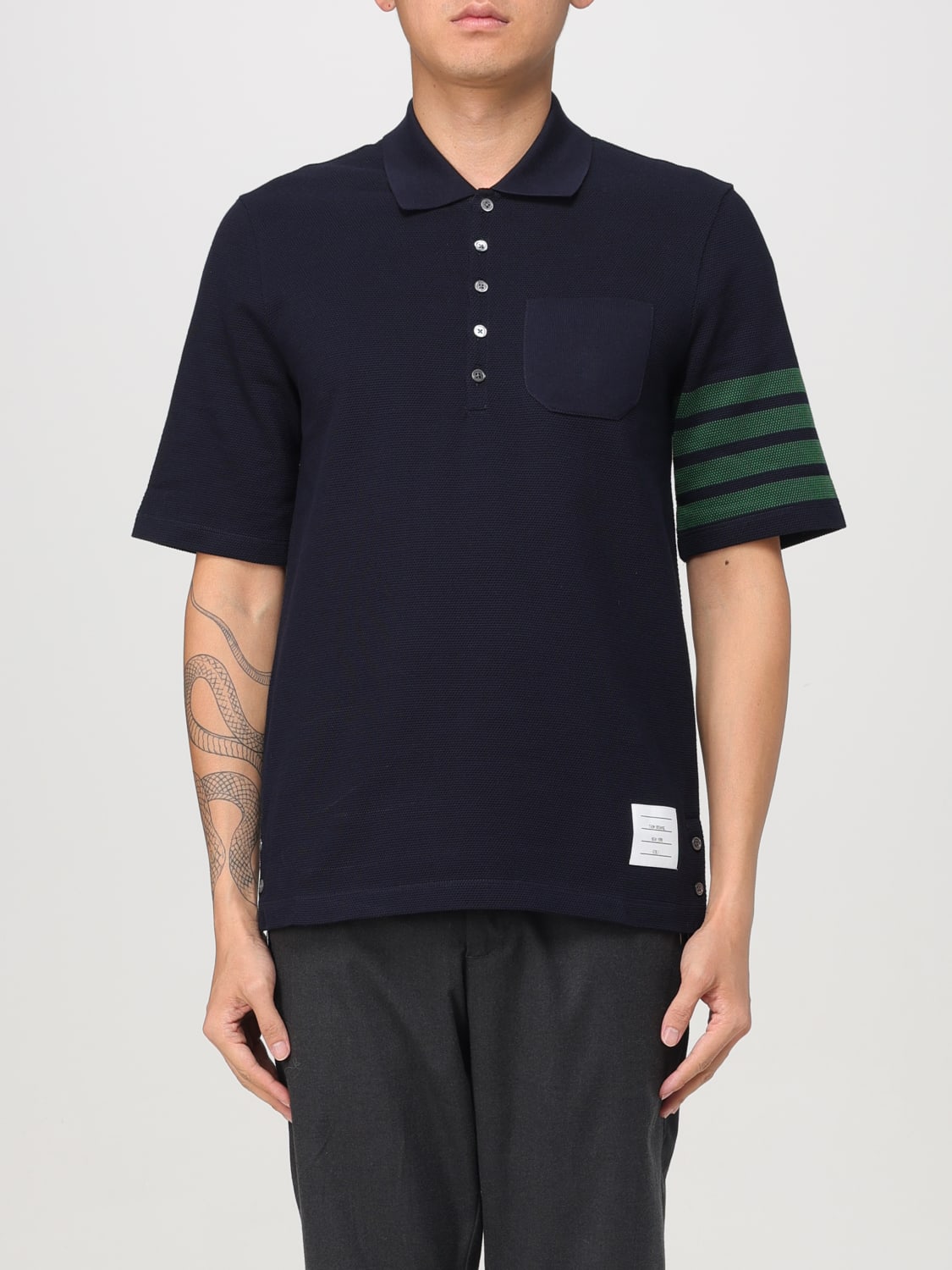 THOM BROWNE POLO SHIRT: T-shirt men Thom Browne, Blue - Img 1