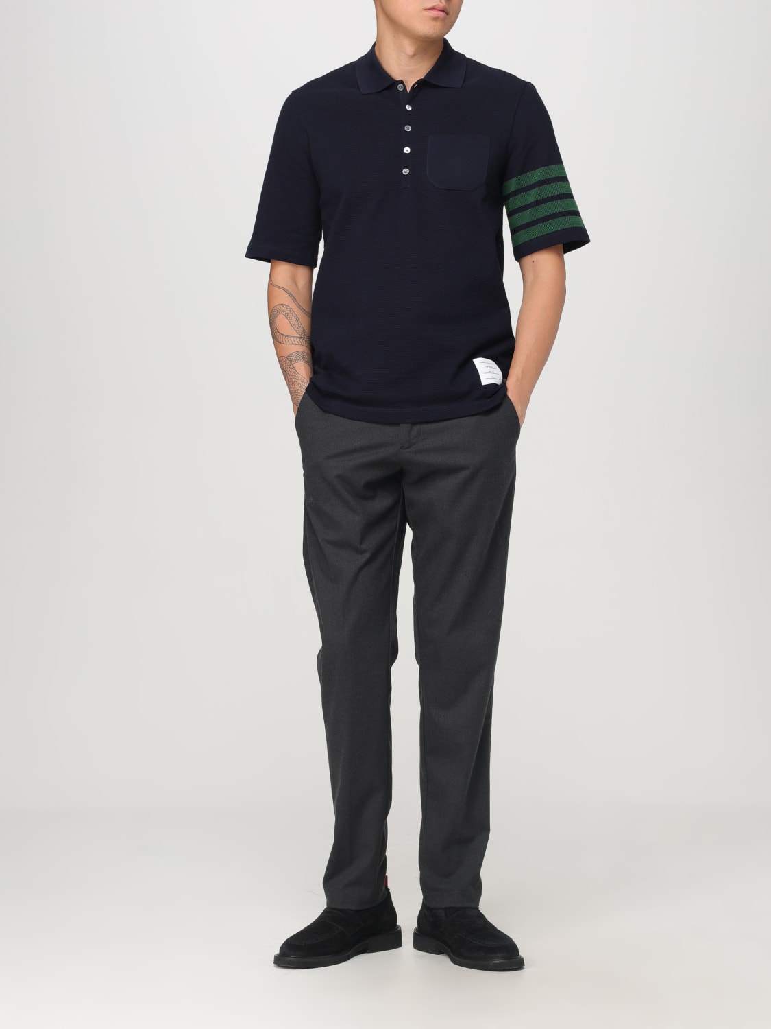 THOM BROWNE POLO SHIRT: T-shirt men Thom Browne, Blue - Img 2