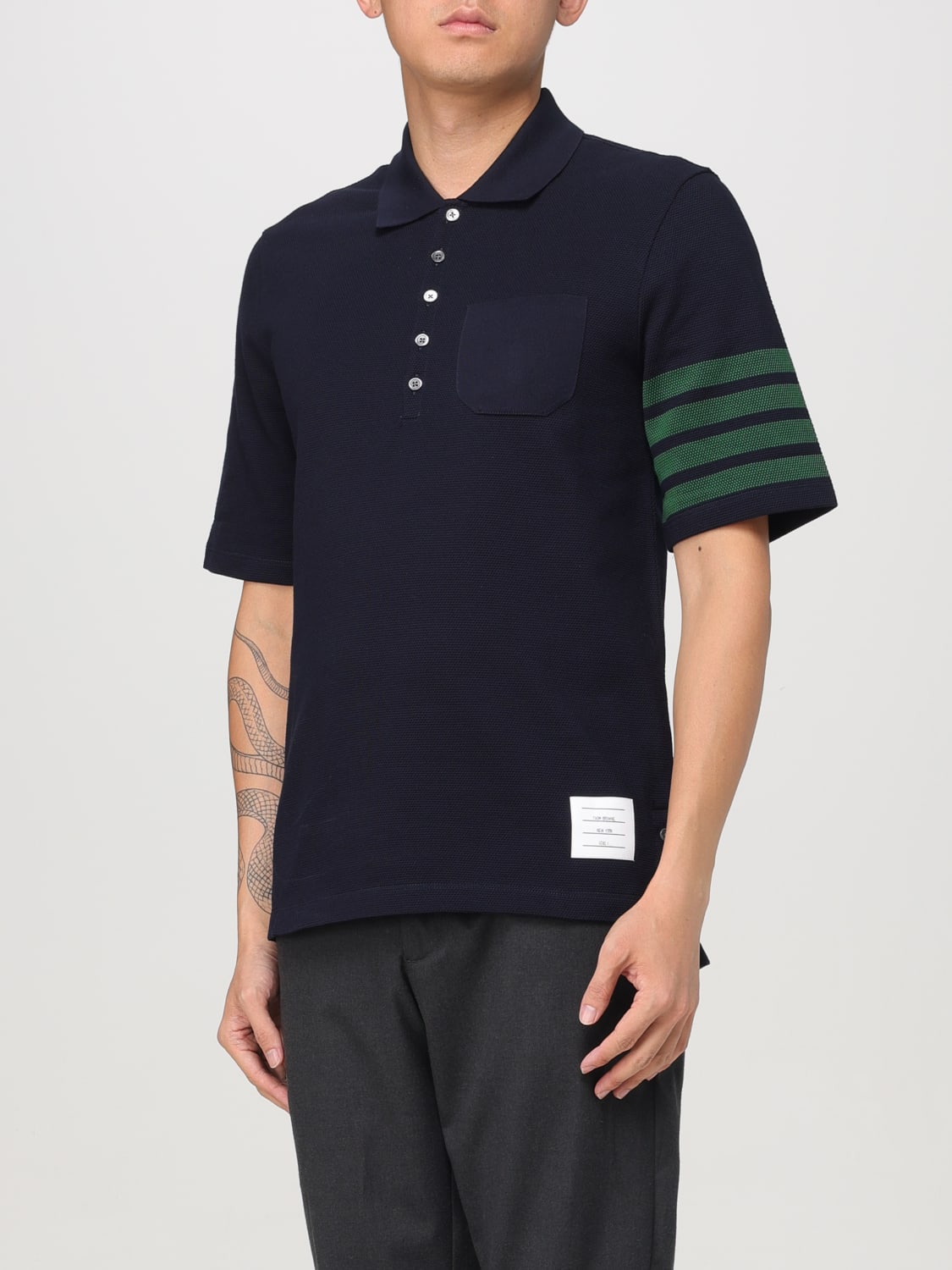 THOM BROWNE POLO SHIRT: T-shirt men Thom Browne, Blue - Img 4