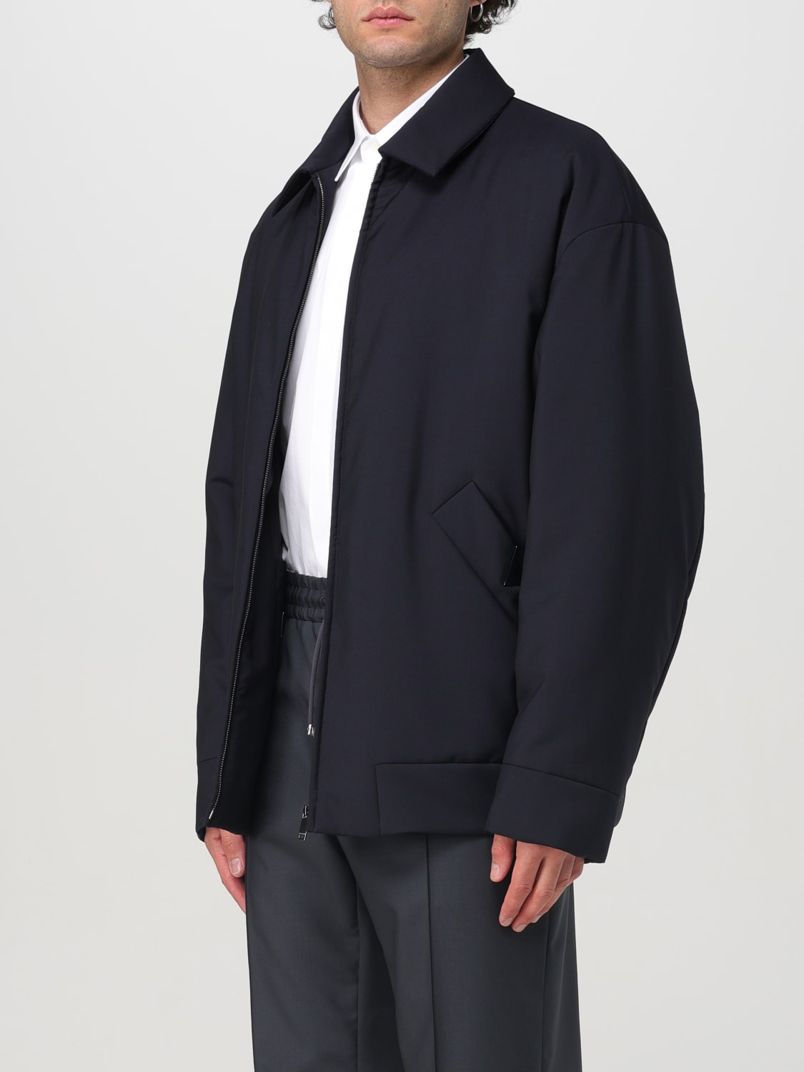 VALENTINO JACKET: Valentino wool blend overshirt, Blue - Img 4