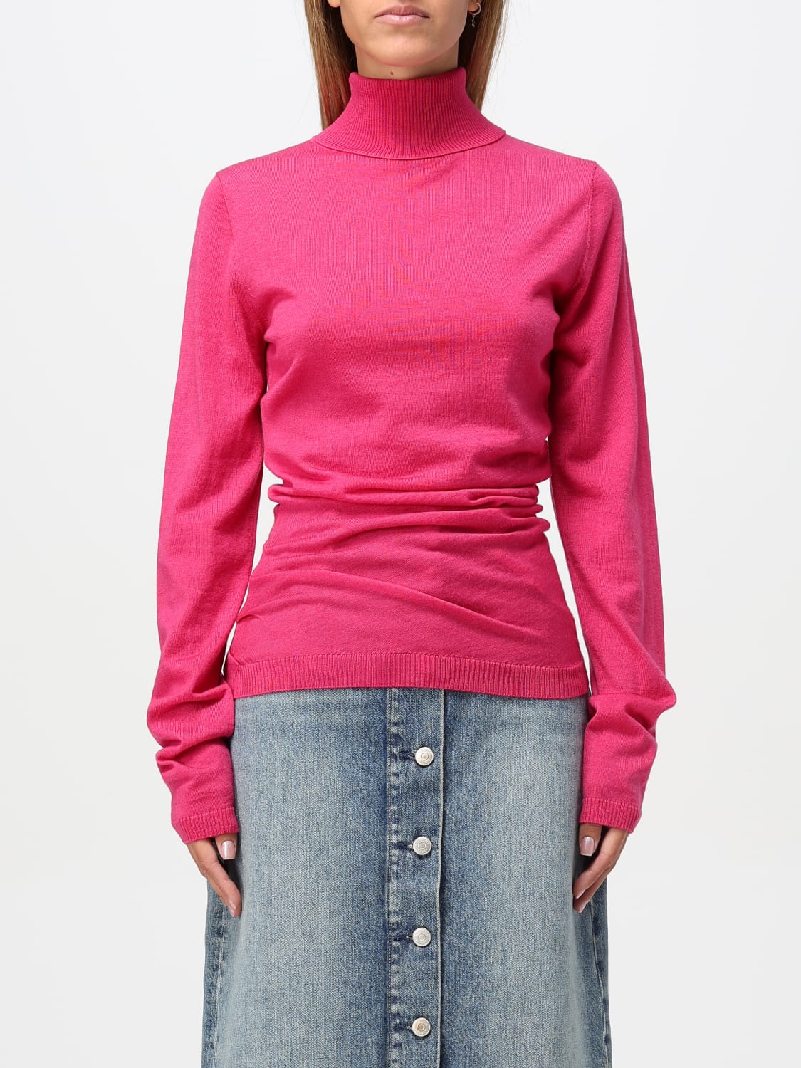 MOSCHINO JEANS MAGLIA: Maglia a dolcevita Moschino Jeans, Fuxia - Img 1