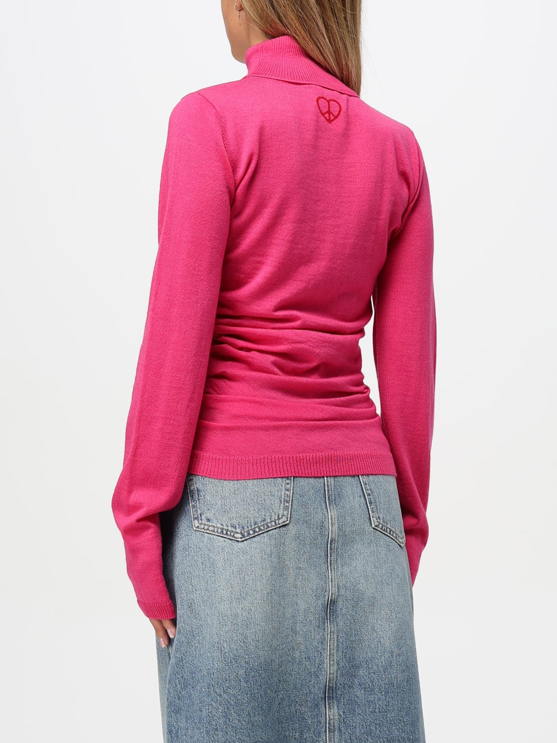 MOSCHINO JEANS MAGLIA: Maglia a dolcevita Moschino Jeans, Fuxia - Img 2