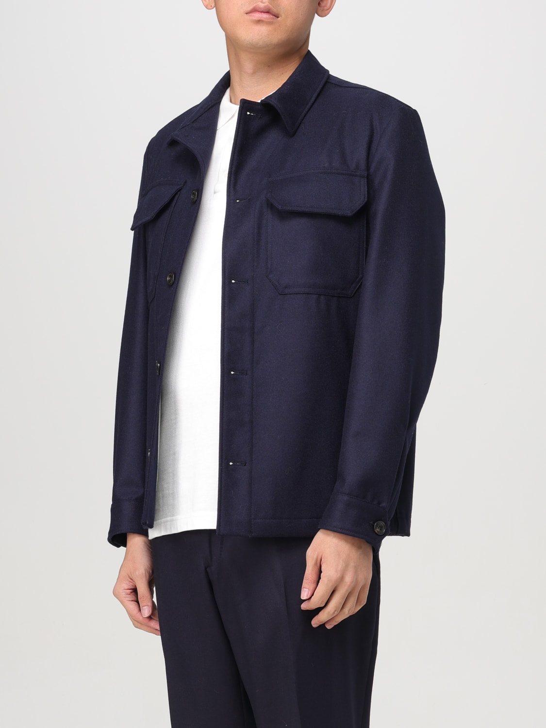 LUIGI BIANCHI JACKET: Luigi Bianchi virgin wool overshirt, Blue - Img 3