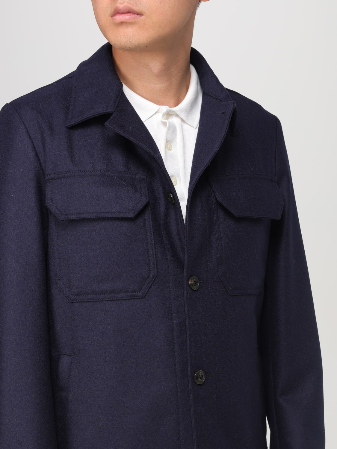 LUIGI BIANCHI JACKET: Luigi Bianchi virgin wool overshirt, Blue - Img 4