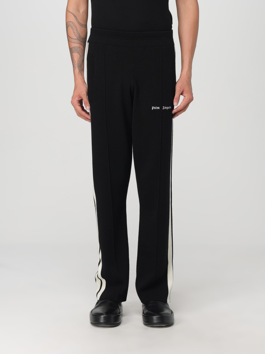 PALM ANGELS PANTALONE: Joggers Palm Angels in misto lana , Nero - Img 1