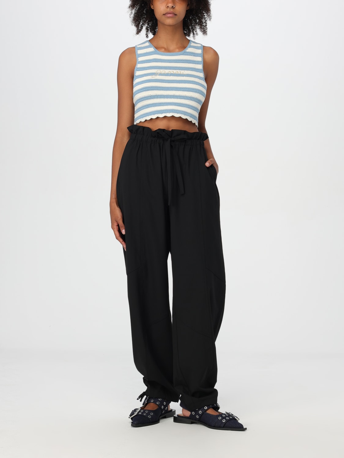 GANNI PANTS: Pants woman Ganni, Black - Img 2