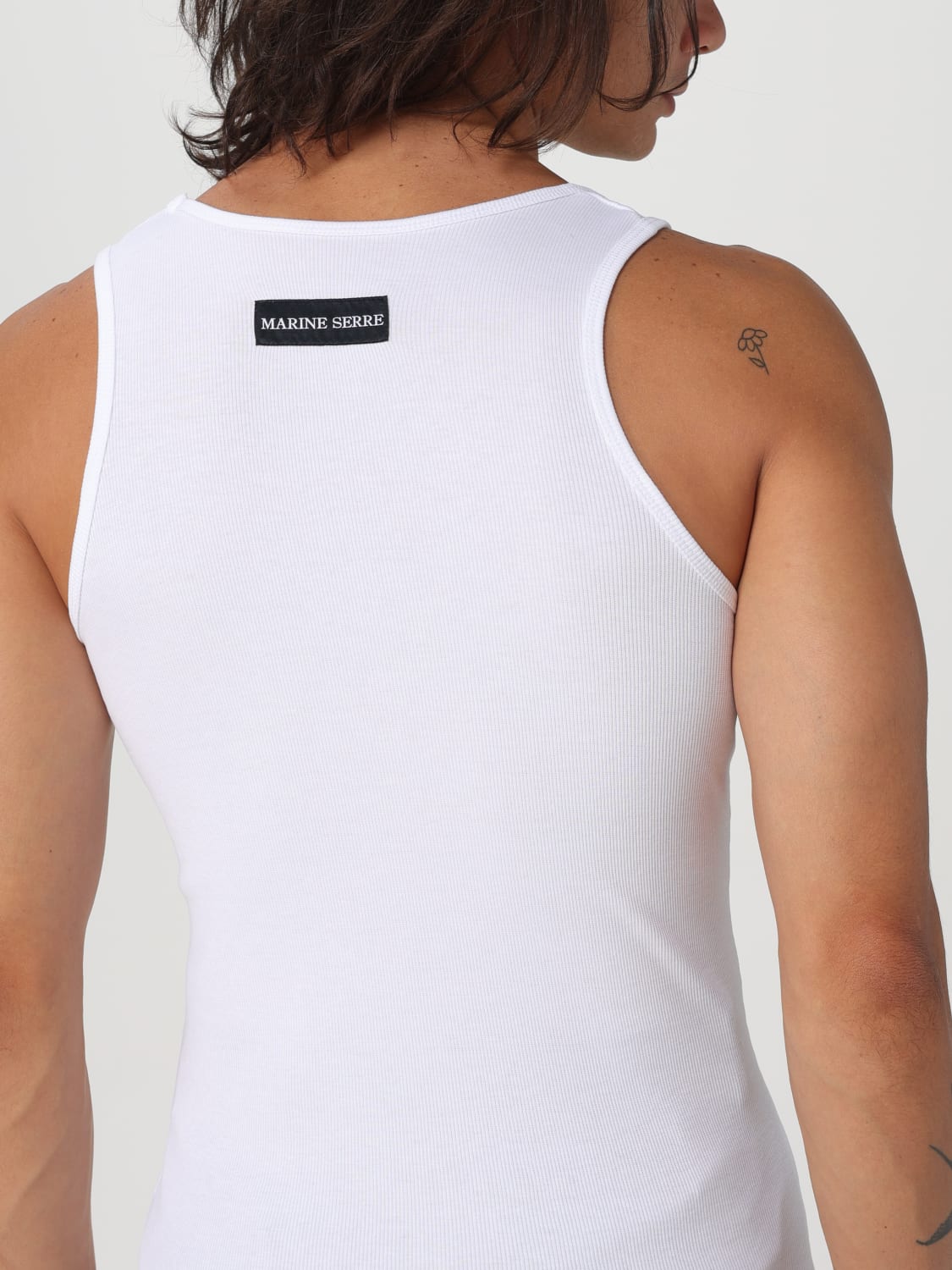 MARINE SERRE TANK TOP: Marine Serre men's tank top, White - Img 5