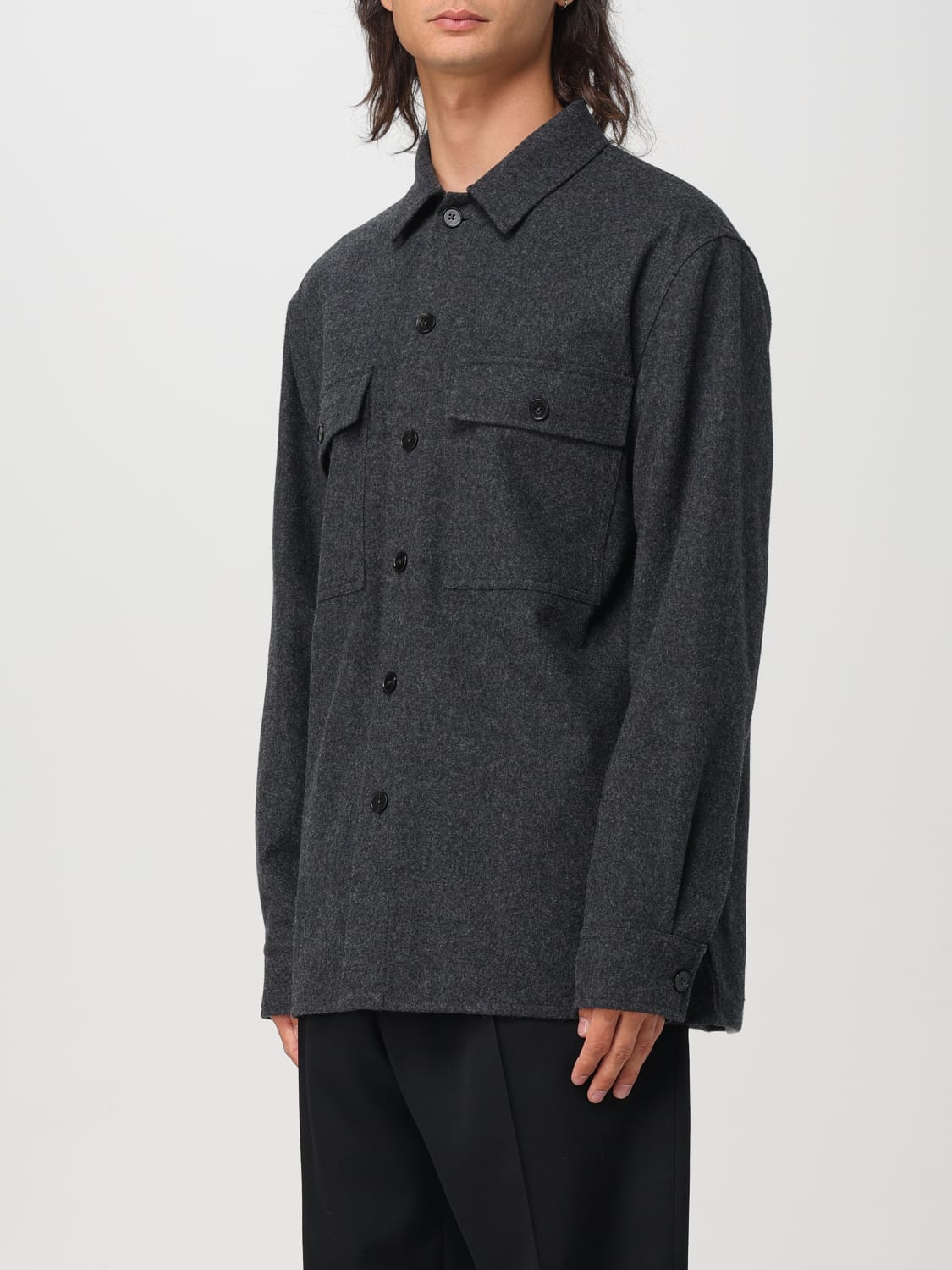 JIL SANDER 衬衫: 大衣 男士 Jil Sander, 灰色 - Img 4