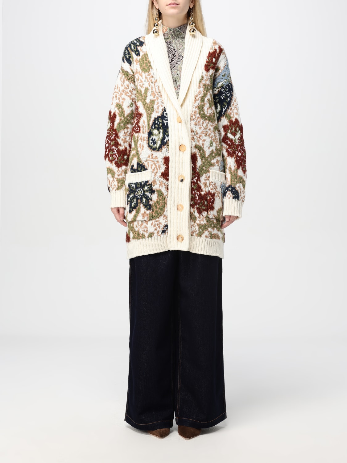 Giglio Cardigan Etro in misto lana con fantasia jacquard