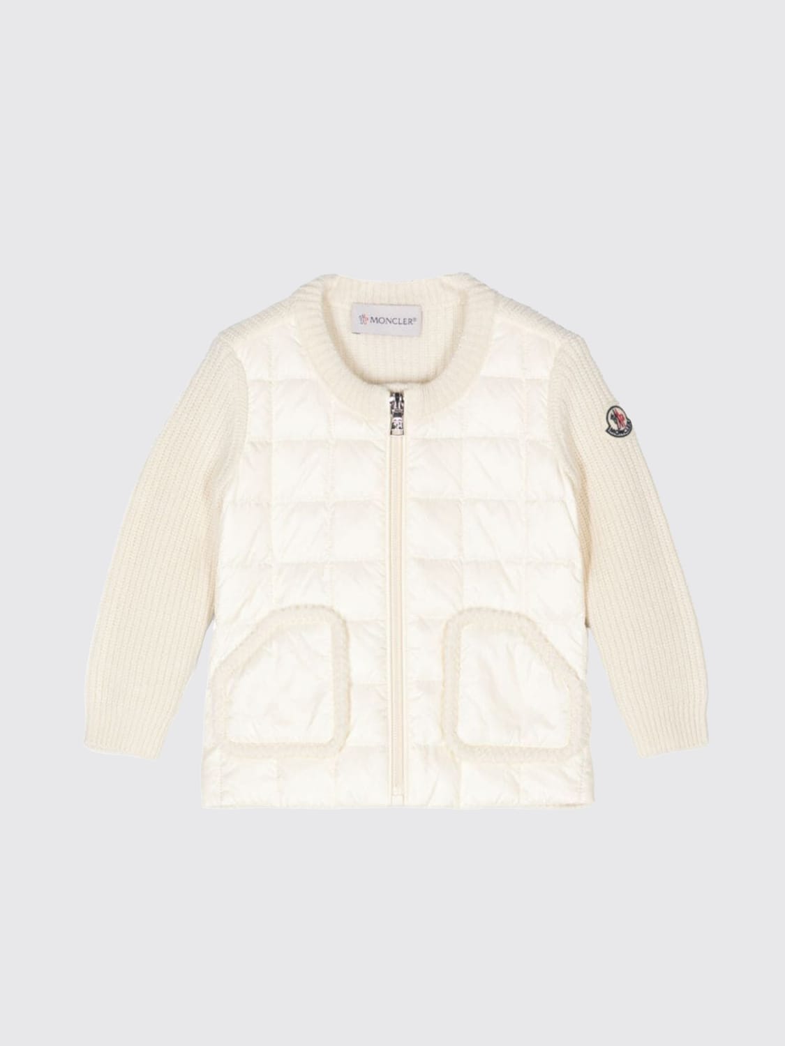 MONCLER MAGLIA: Cardigan con zip Moncler, Panna - Img 1