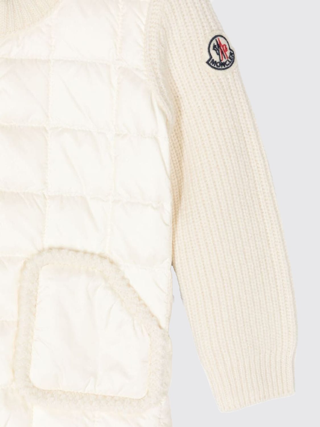 MONCLER MAGLIA: Cardigan con zip Moncler, Panna - Img 3