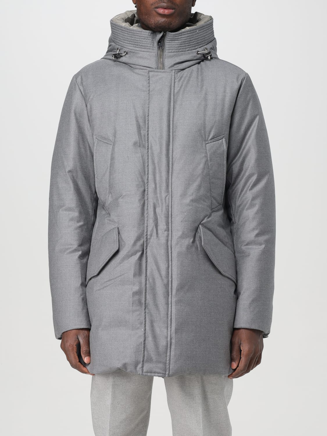 WOOLRICH GIACCA: Giubbotto Woolrich in lana vergine e seta , Grigio - Img 1