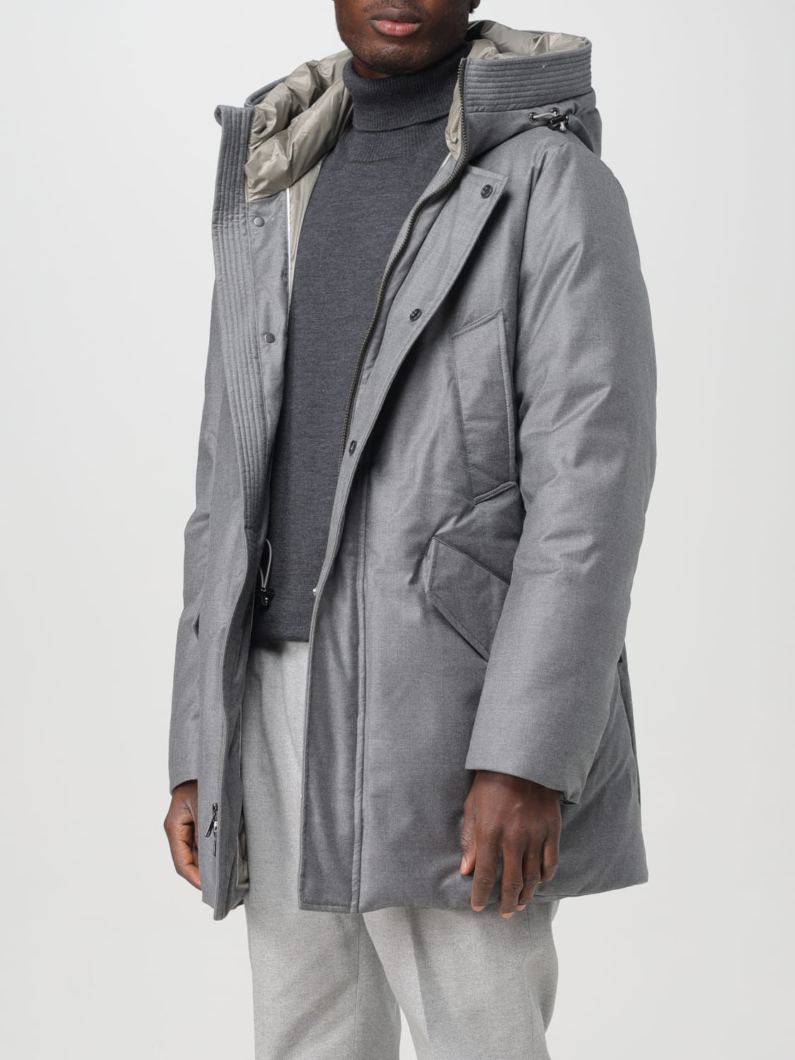 WOOLRICH GIACCA: Giubbotto Woolrich in lana vergine e seta , Grigio - Img 3