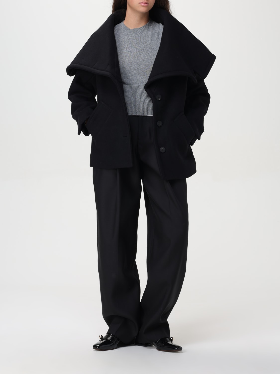 JACQUEMUS: Coat woman - Black | Jacquemus coat 243C00771614