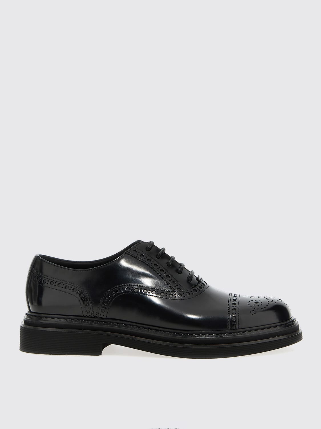DOLCE & GABBANA SCARPE STRINGATE: Derby Dolce & Gabbana in pelle spazzolata con motivo brogue , Nero - Img 1
