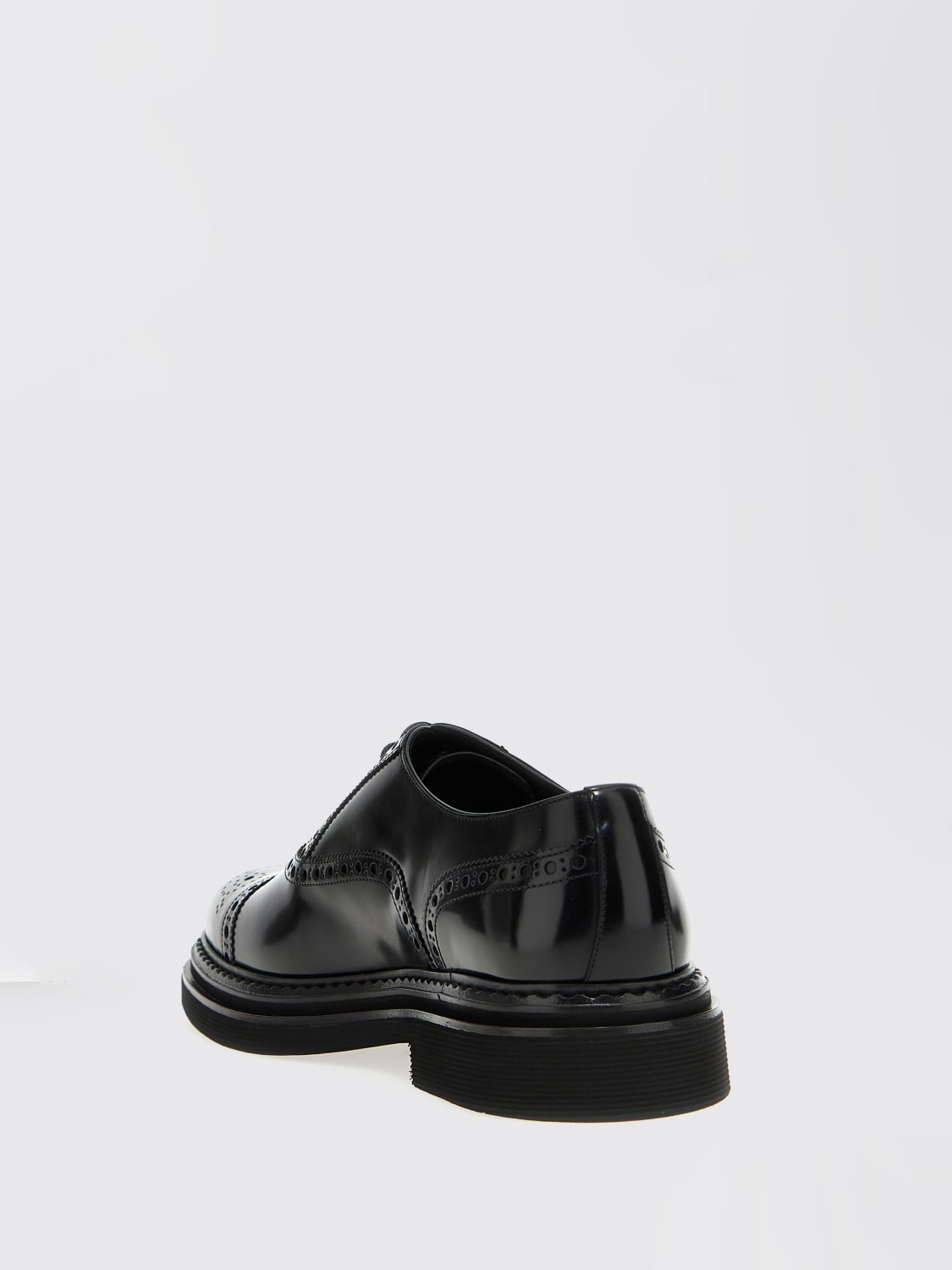 DOLCE & GABBANA SCARPE STRINGATE: Derby Dolce & Gabbana in pelle spazzolata con motivo brogue , Nero - Img 2