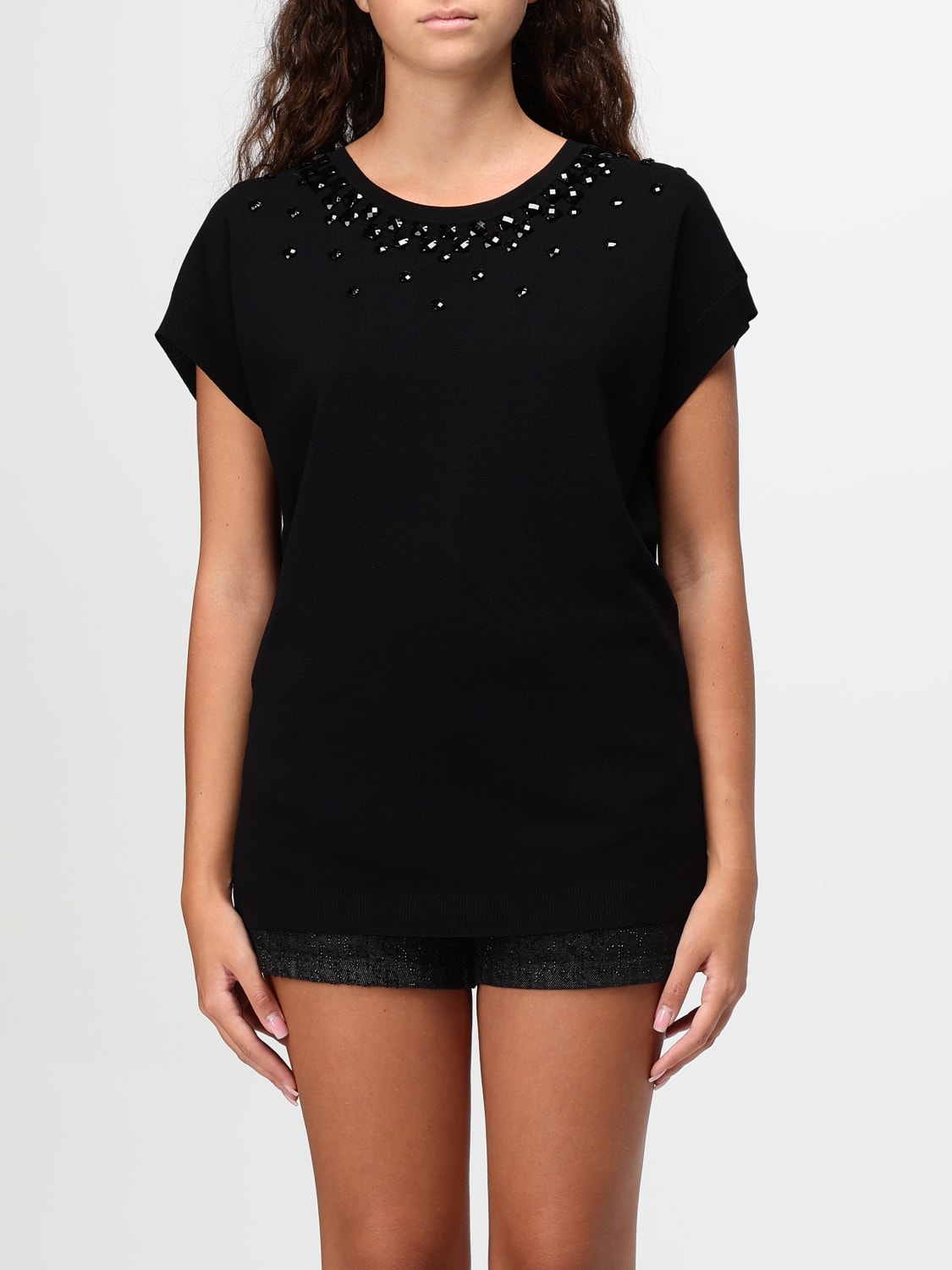 Giglio Top Emporio Armani in viscosa con strass