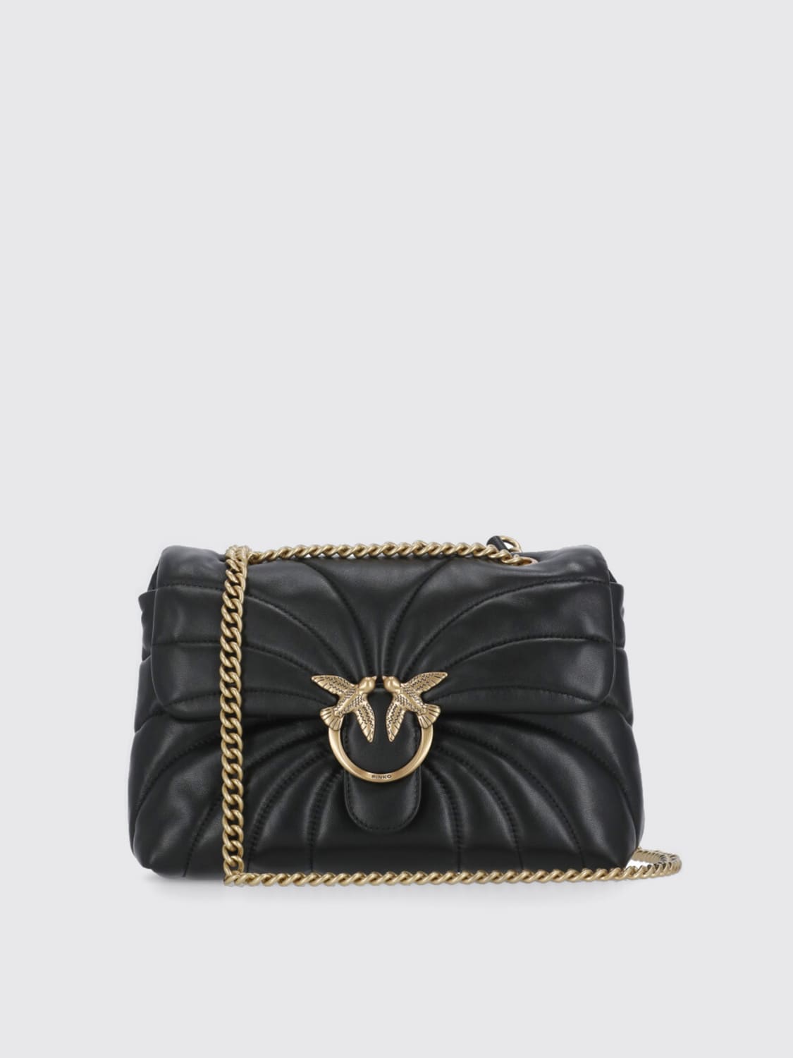 PINKO BORSA A SPALLA: Borsa Love Puff Classic Pinko in nappa trapuntata, Nero - Img 1