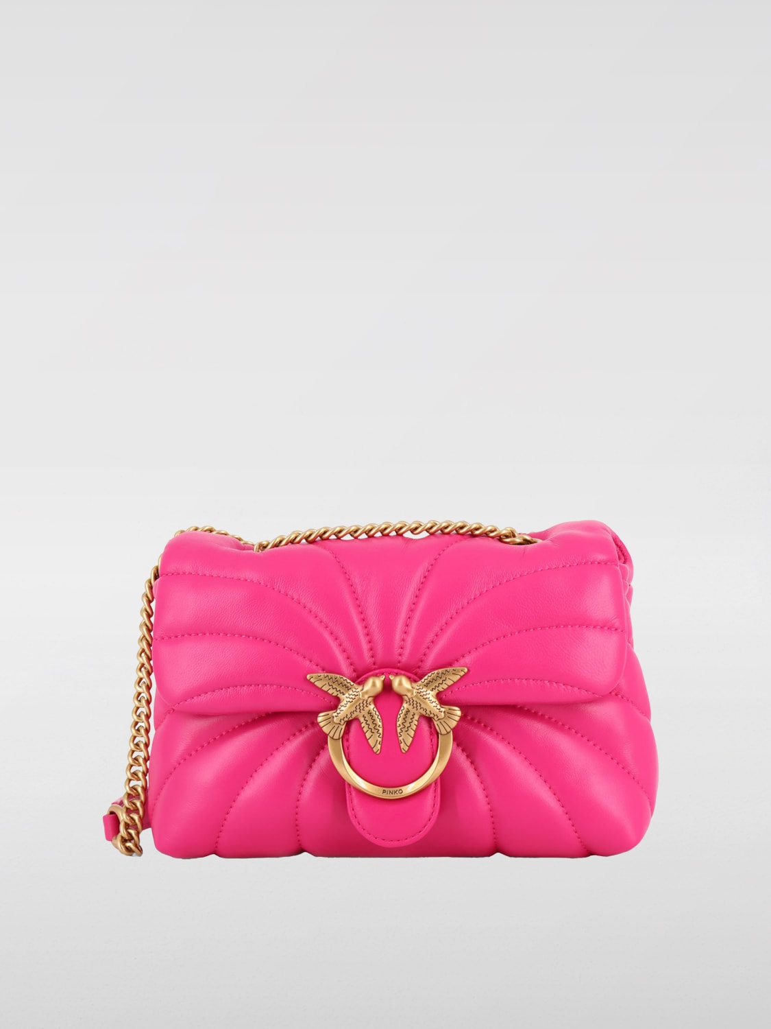 PINKO BORSA MINI: Borsa Love Puff Mini Pinko in nappa trapuntata, Rosa - Img 1