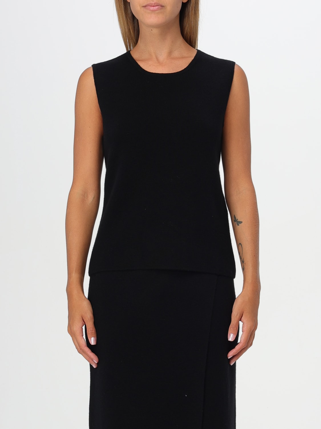 MAX MARA TOP: Max Mara wool and cashmere top, Black - Img 1