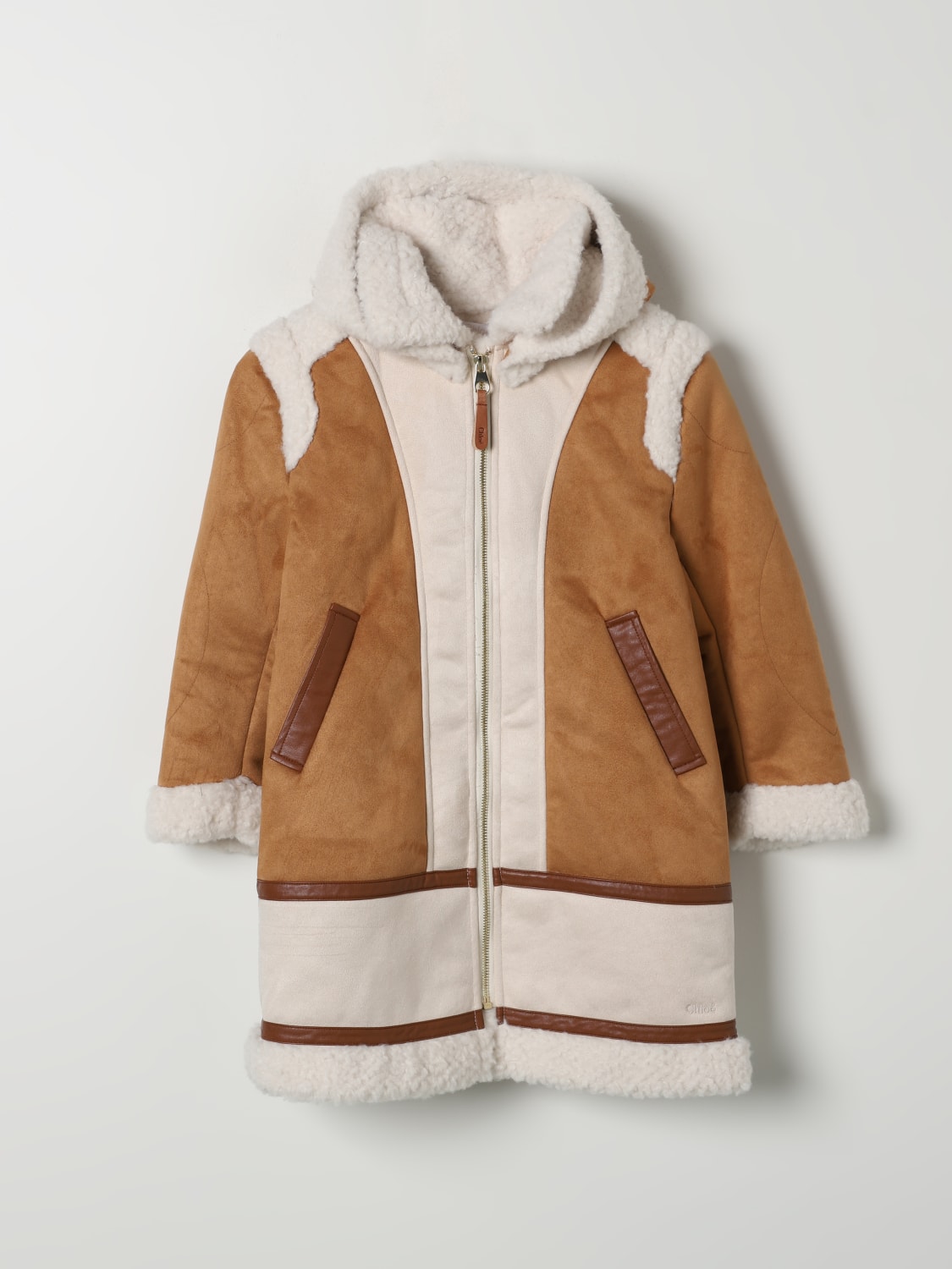 CHLOE Chloe girls coat Brown Chloe coat C20320 online at GIGLIO.COM