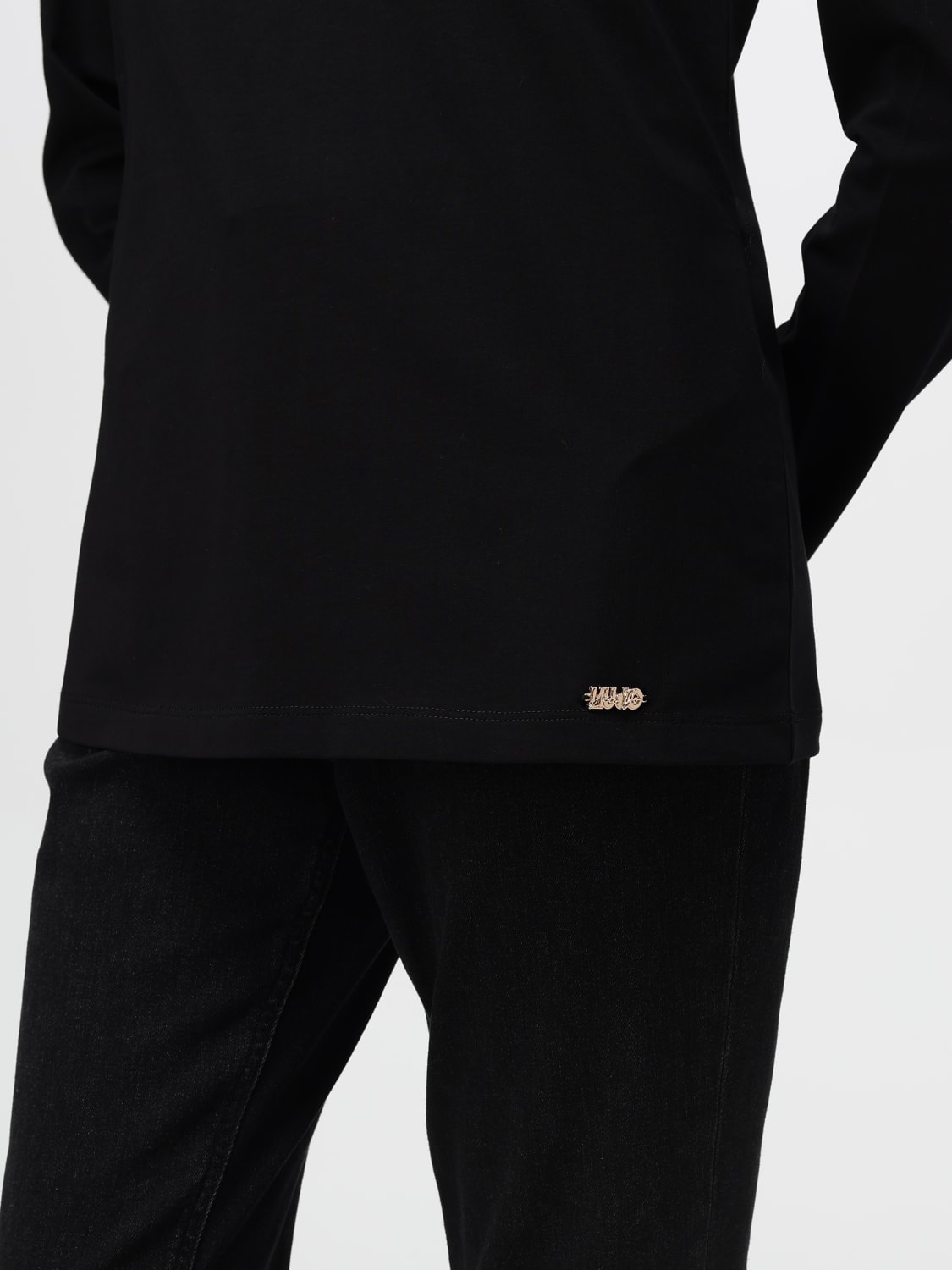 LIU JO SWEATER: Liu Jo long-sleeve cotton top, Black - Img 3