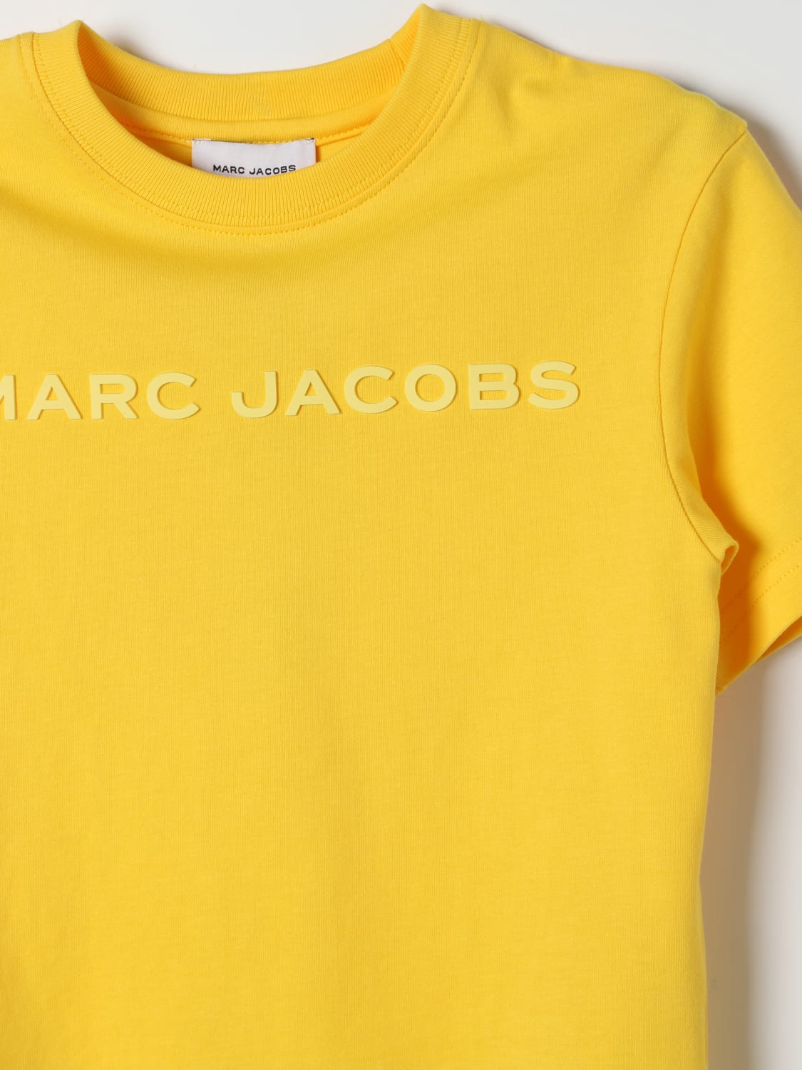 LITTLE MARC JACOBS T-SHIRT: T-shirt basic Little Marc Jacobs in cotone con logo , Giallo - Img 3