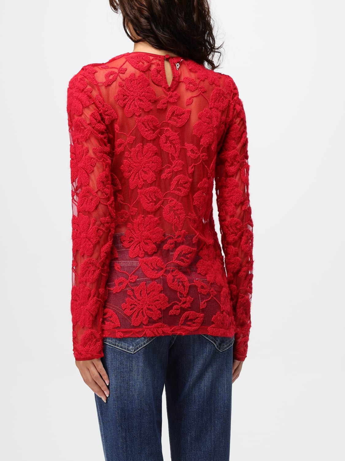 DONDUP TOP E BLUSE: Top in tulle floreale Dondup, Rosso - Img 2