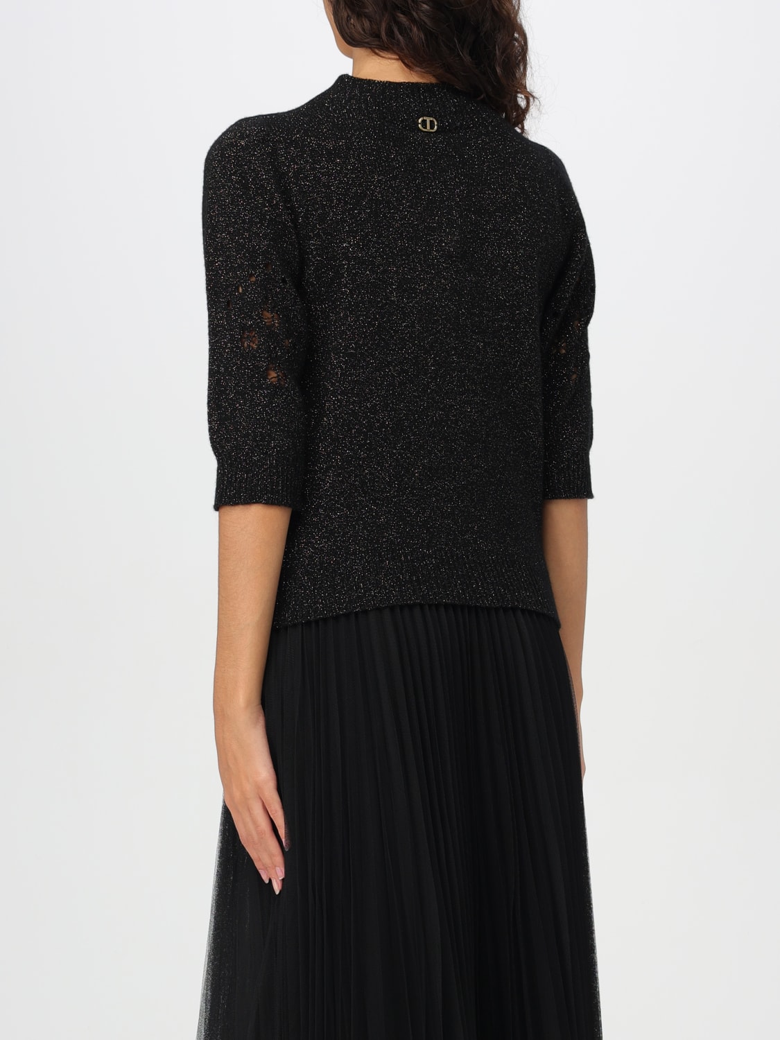 TWINSET MAGLIA: Maglia Twinset in miksto lana e cashmere , Nero - Img 2