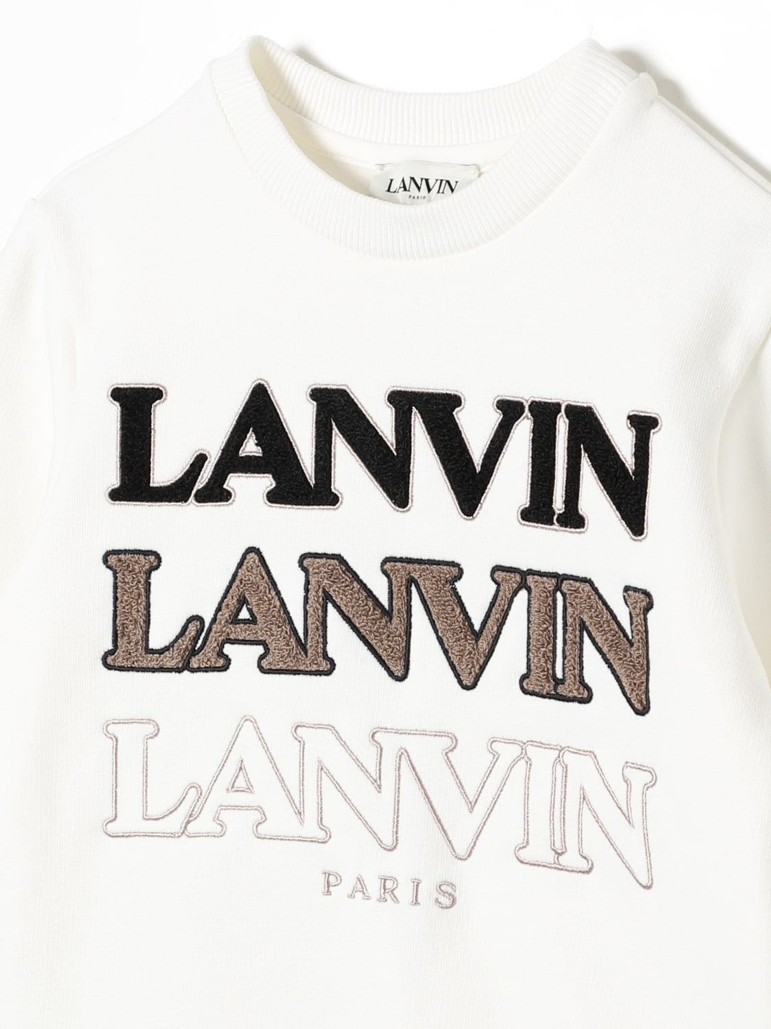 LANVIN MAGLIA: Felpa a girocollo Lanvin con logo, Bianco - Img 3