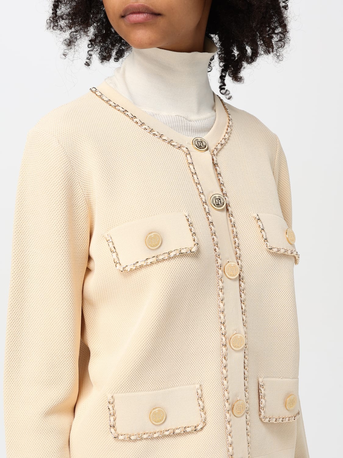 ELISABETTA FRANCHI CARDIGAN: Sweater woman Elisabetta Franchi, Beige - Img 4