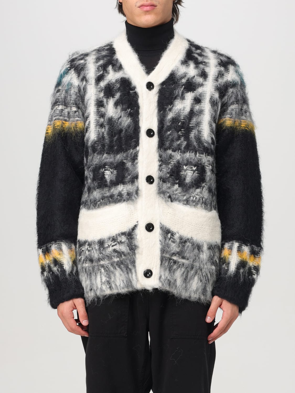 SACAI: Cardigan men - Black | Sacai cardigan 2403514M online at GIGLIO.COM