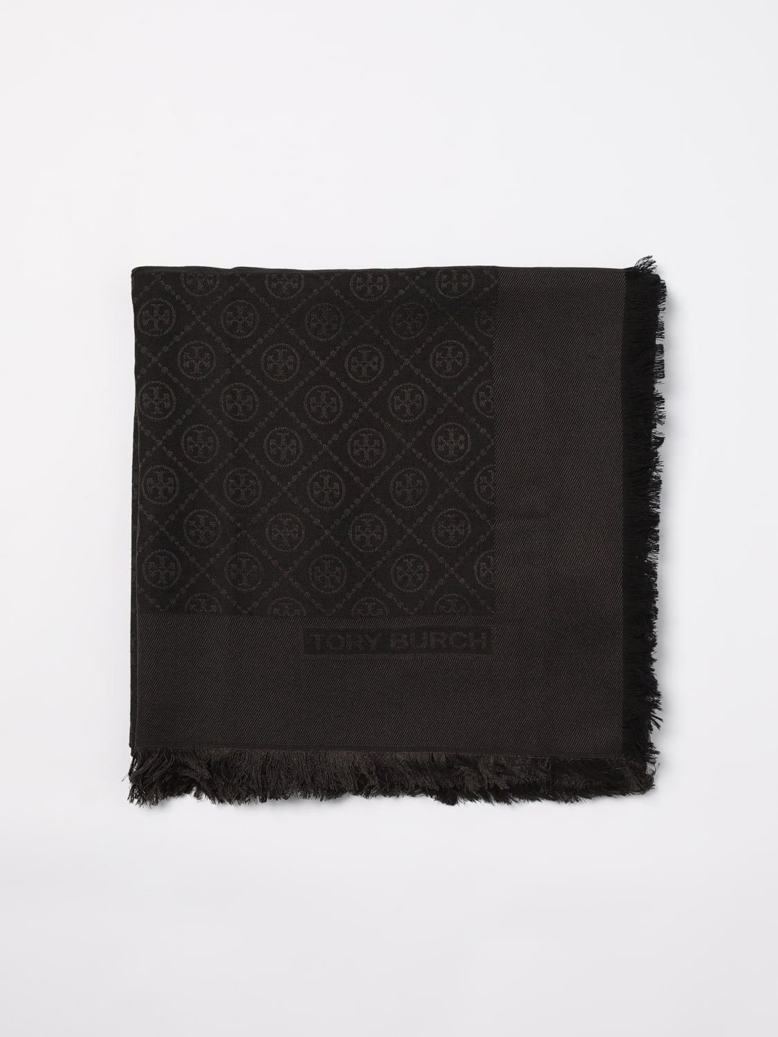 Giglio Sciarpa Tory Burch in seta e lana con logo jacquard