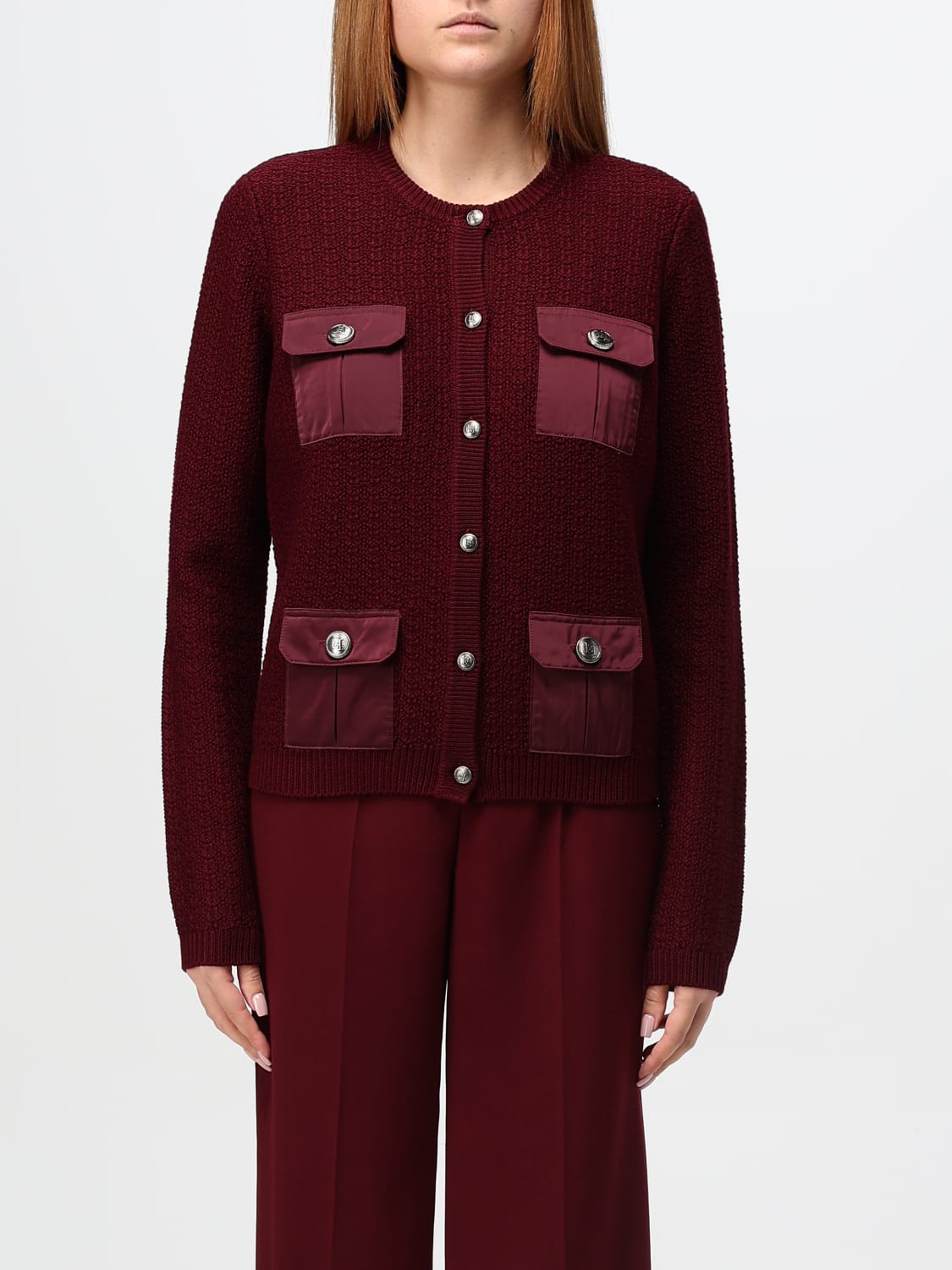 ELISABETTA FRANCHI CARDIGAN: Sweater woman Elisabetta Franchi, Wine - Img 1