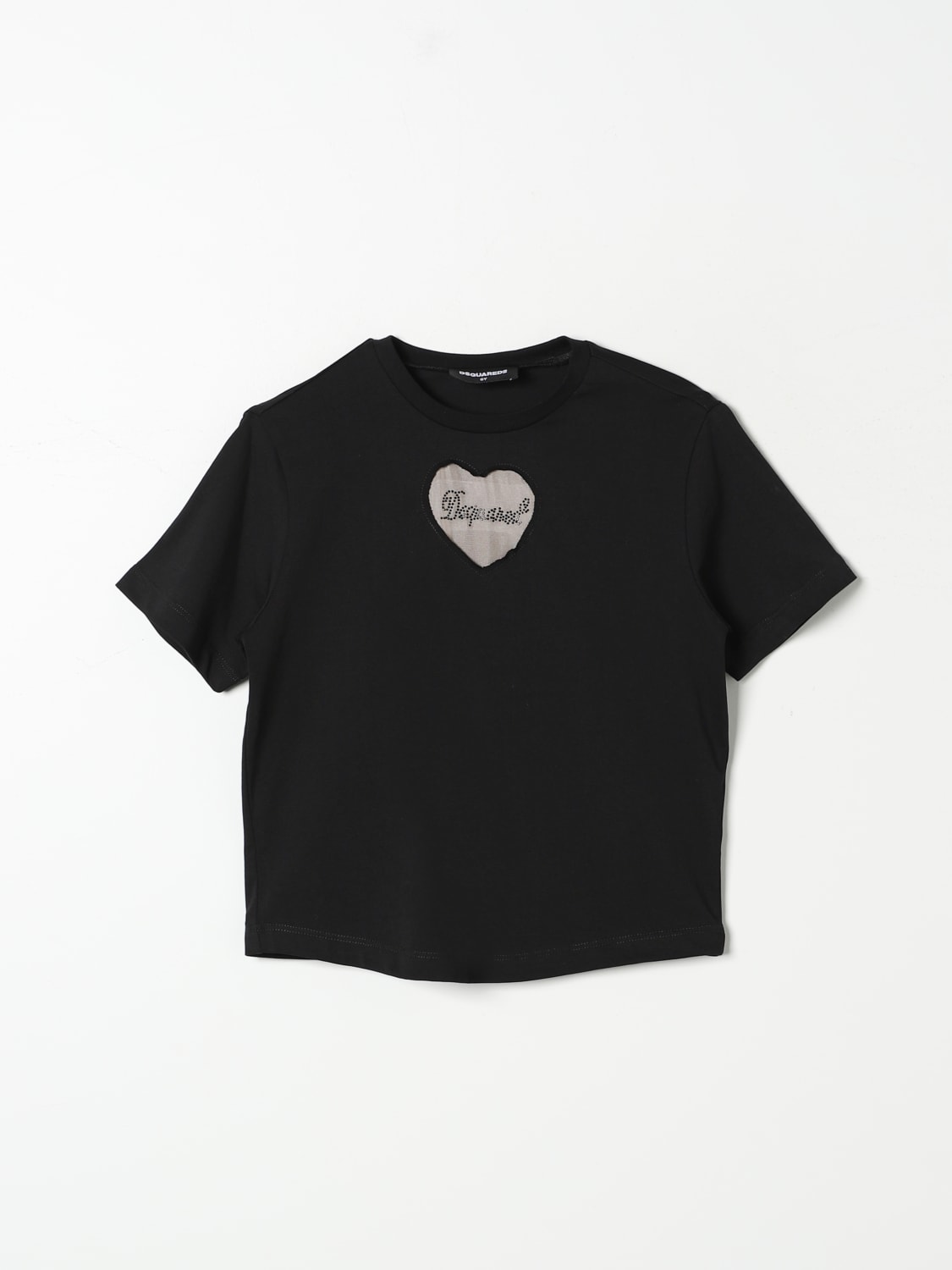 DSQUARED2 T-SHIRT: T-shirt Dsquared2 in cotone con logo di strass , Nero - Img 1