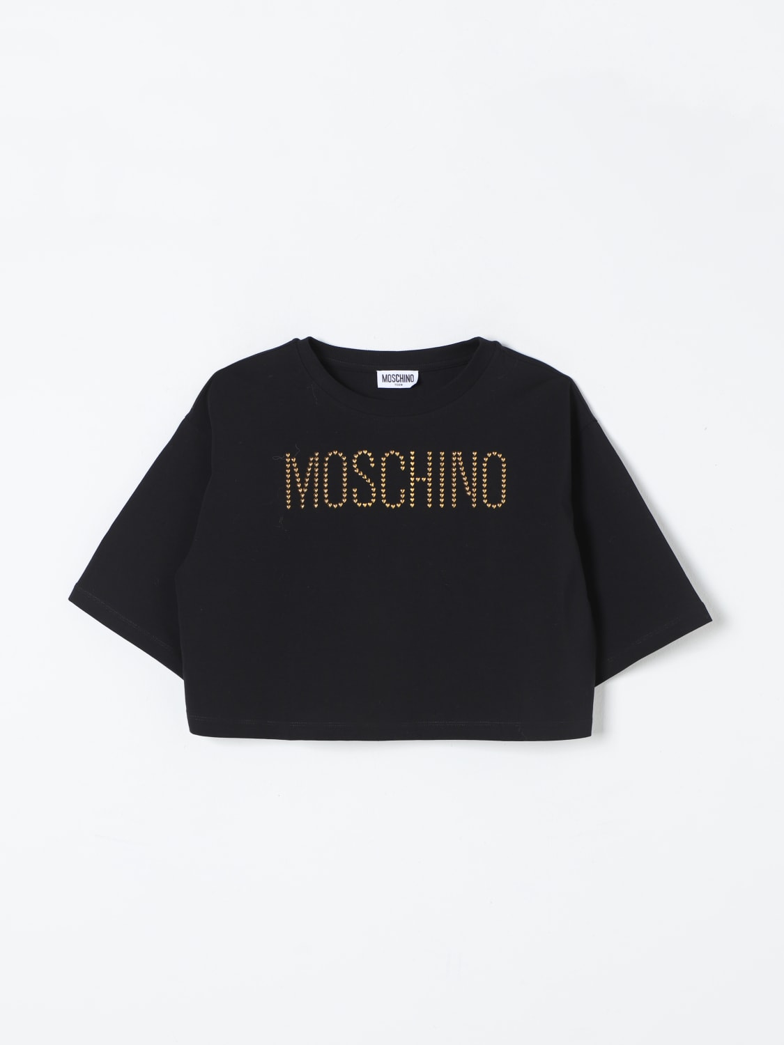 MOSCHINO T-SHIRT: T-shirt Moschino in cootne con logo , Nero - Img 1