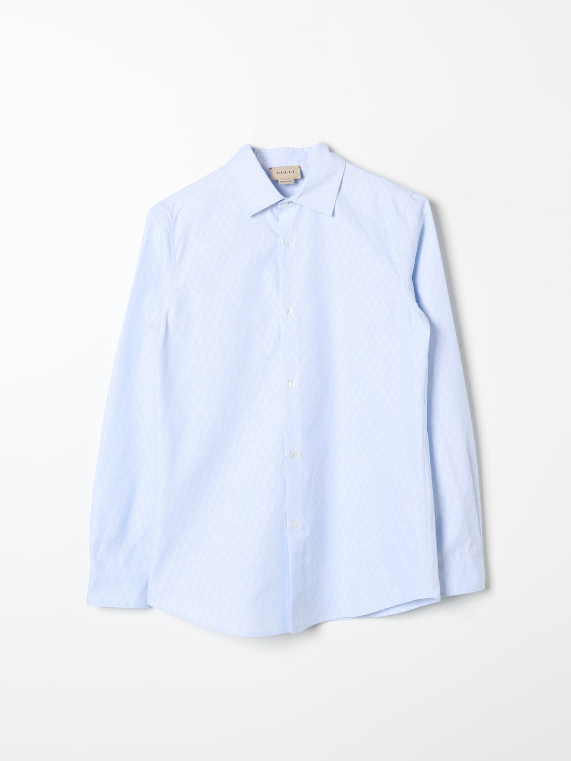 GUCCI CAMICIA: Camicia Gucci in popeline di cotone con logo jacquard , Blue - Img 1