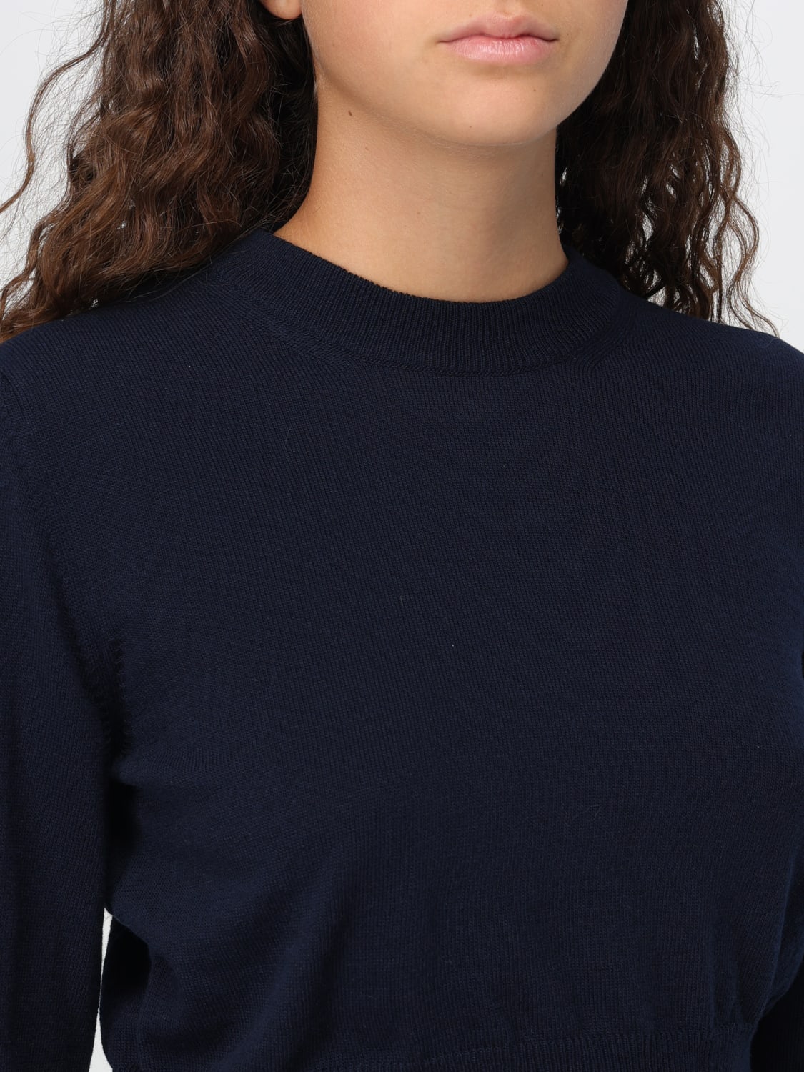 ROBERTO COLLINA MAGLIA: Pullover cropped Roberto Collina in maglia , Blue - Img 3