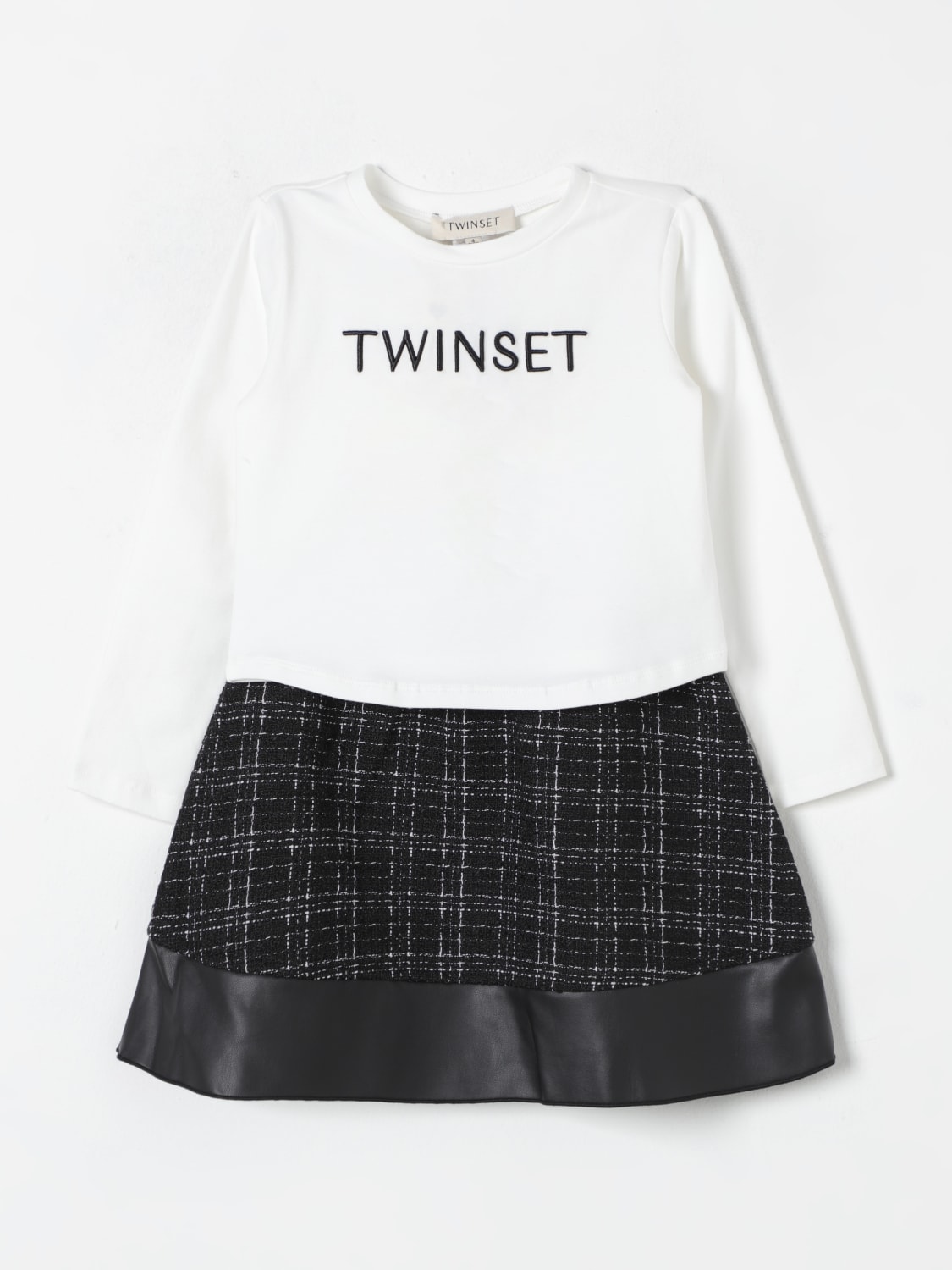 TWINSET COMPLETO: Completo t-shirt + gonna Twinset in cotone stretch , Bianco 1 - Img 1