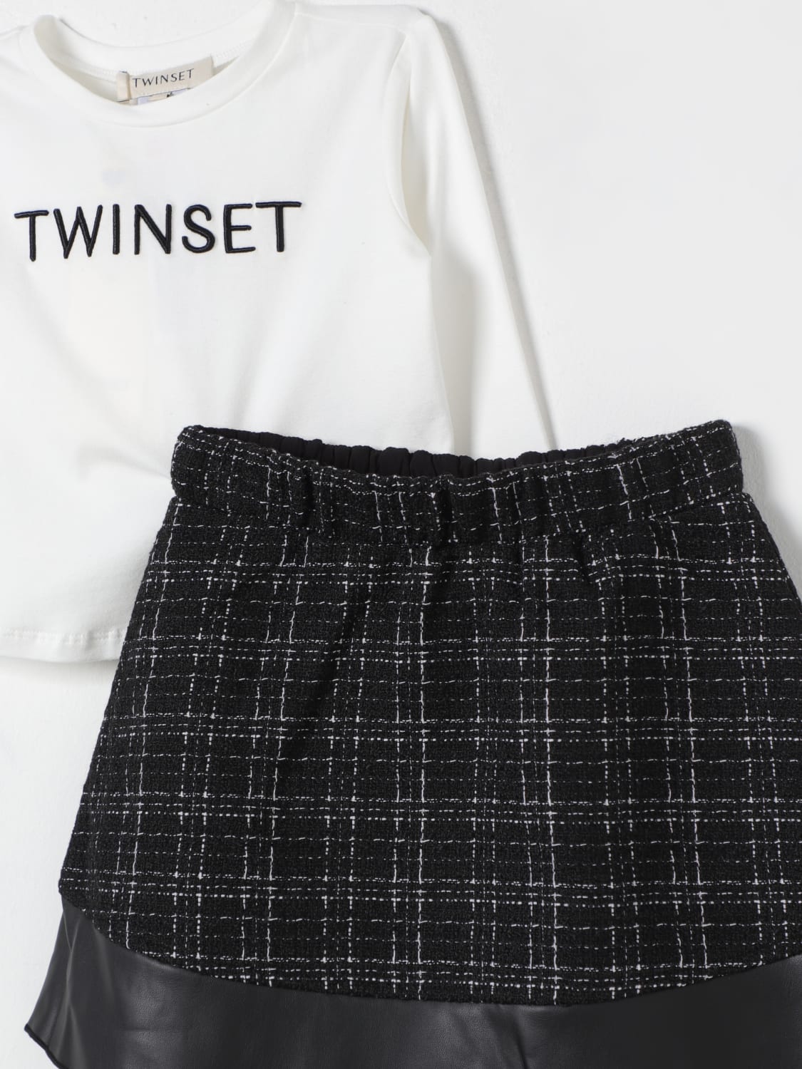 TWINSET COMPLETO: Completo t-shirt + gonna Twinset in cotone stretch , Bianco 1 - Img 3