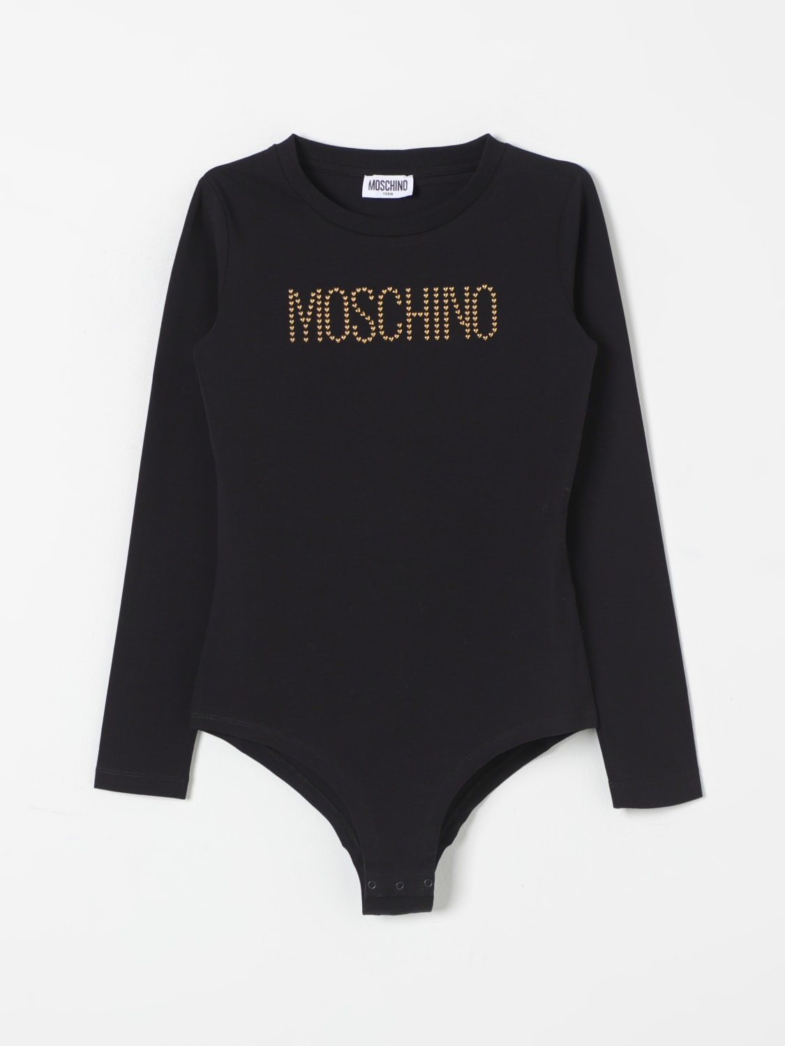 MOSCHINO T-SHIRT: Body Moschino in cotone stretch con logo , Nero - Img 1