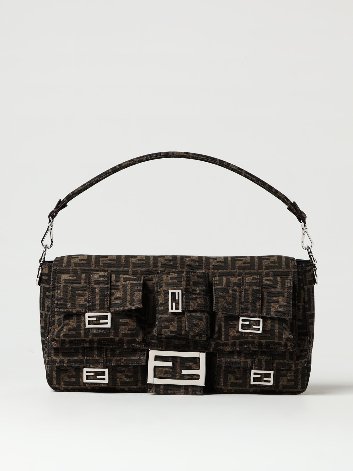 Giglio Borsa Maxi Multipocket Baguette FF Fendi in tessuto jacquard