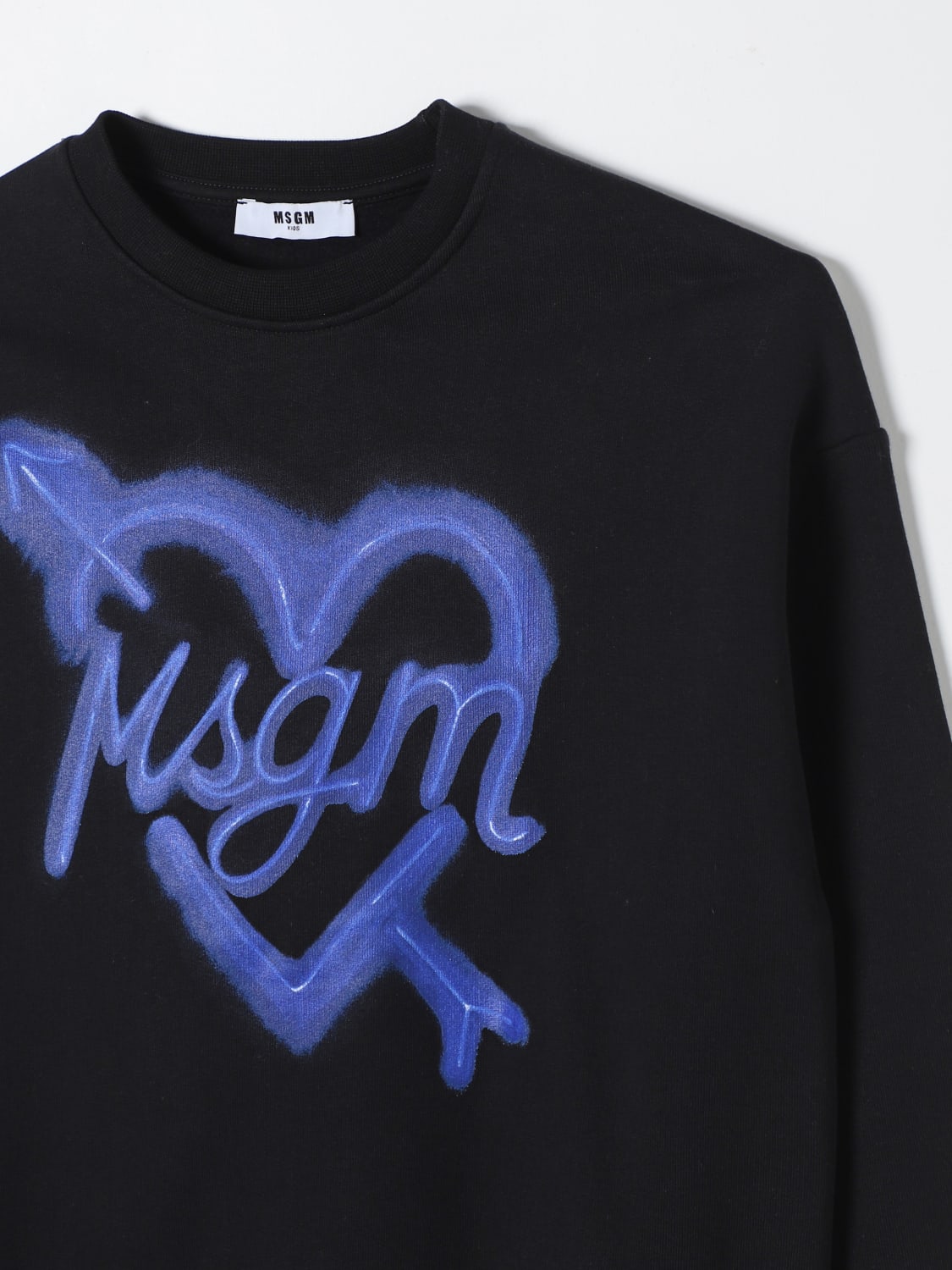 MSGM KIDS MAGLIA: Felpa a girocollo con maxi logo MSGM Kids, Nero - Img 3