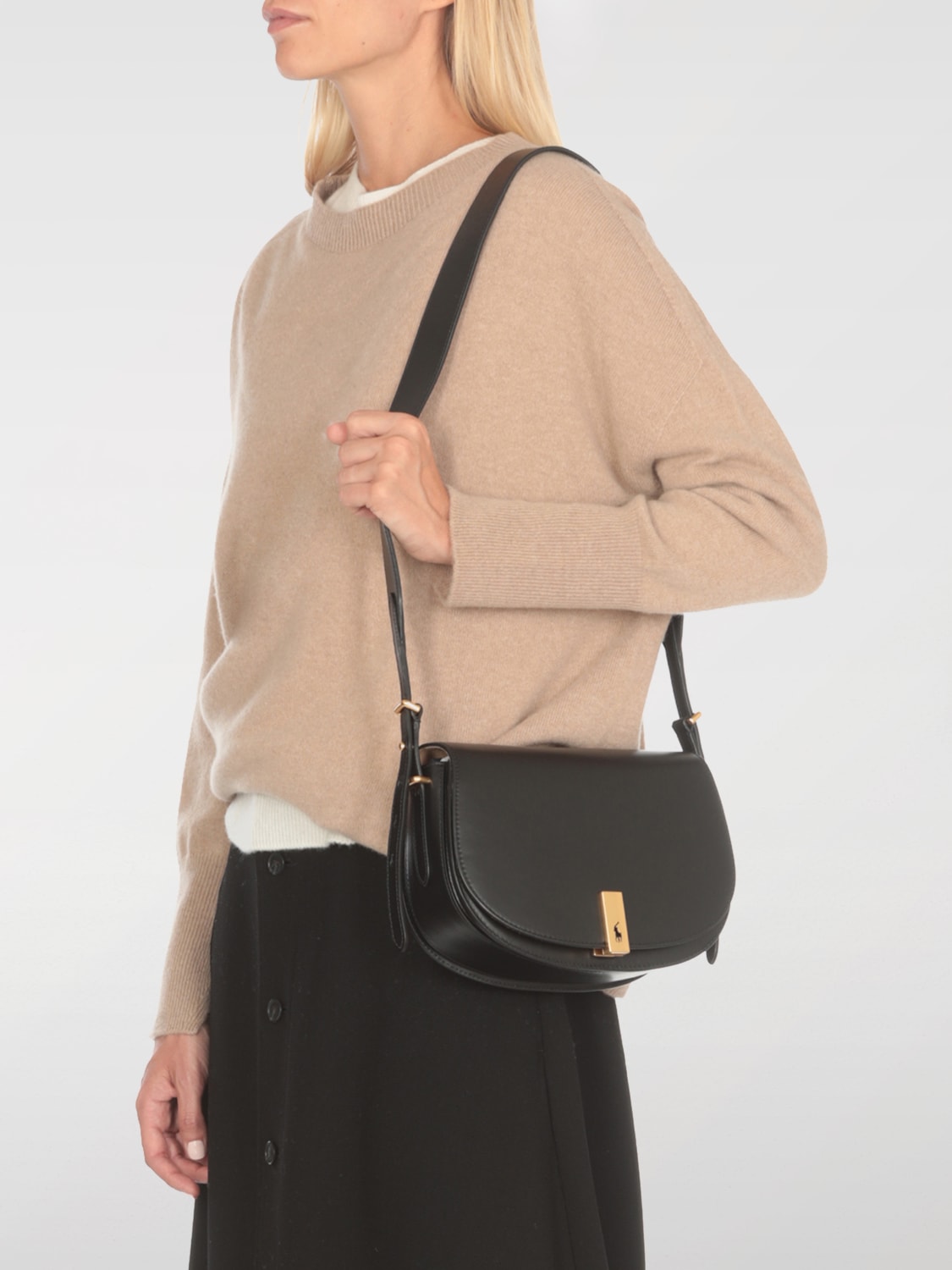 POLO RALPH LAUREN SCHULTERTASCHE: Schultertasche damen Polo Ralph Lauren, Schwarz - Img 2